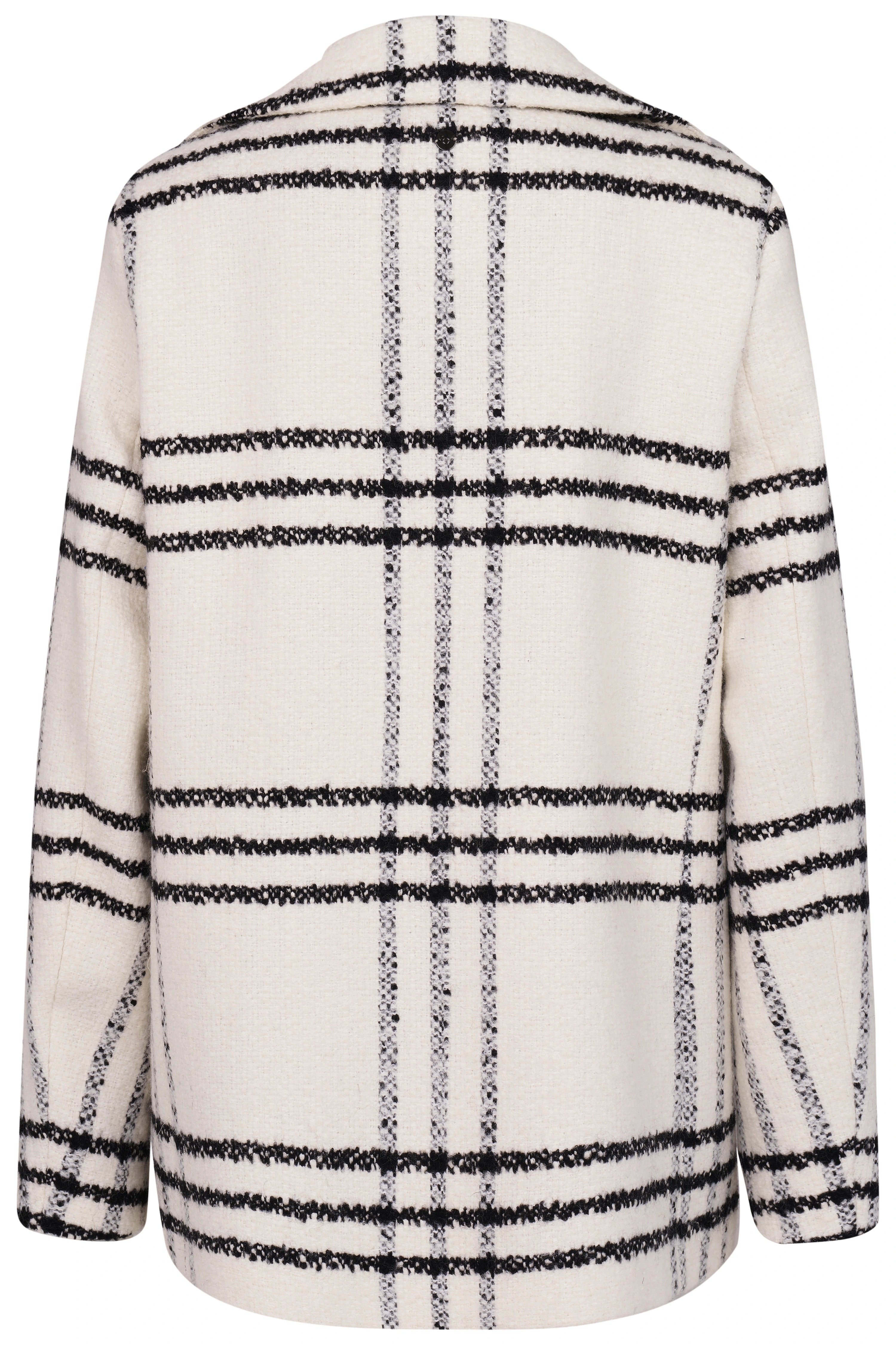 Weiße karierte Jacke von bugatti, Rückansicht, Legerbild, luxuriöser Stil, hochwertige Verarbeitung.