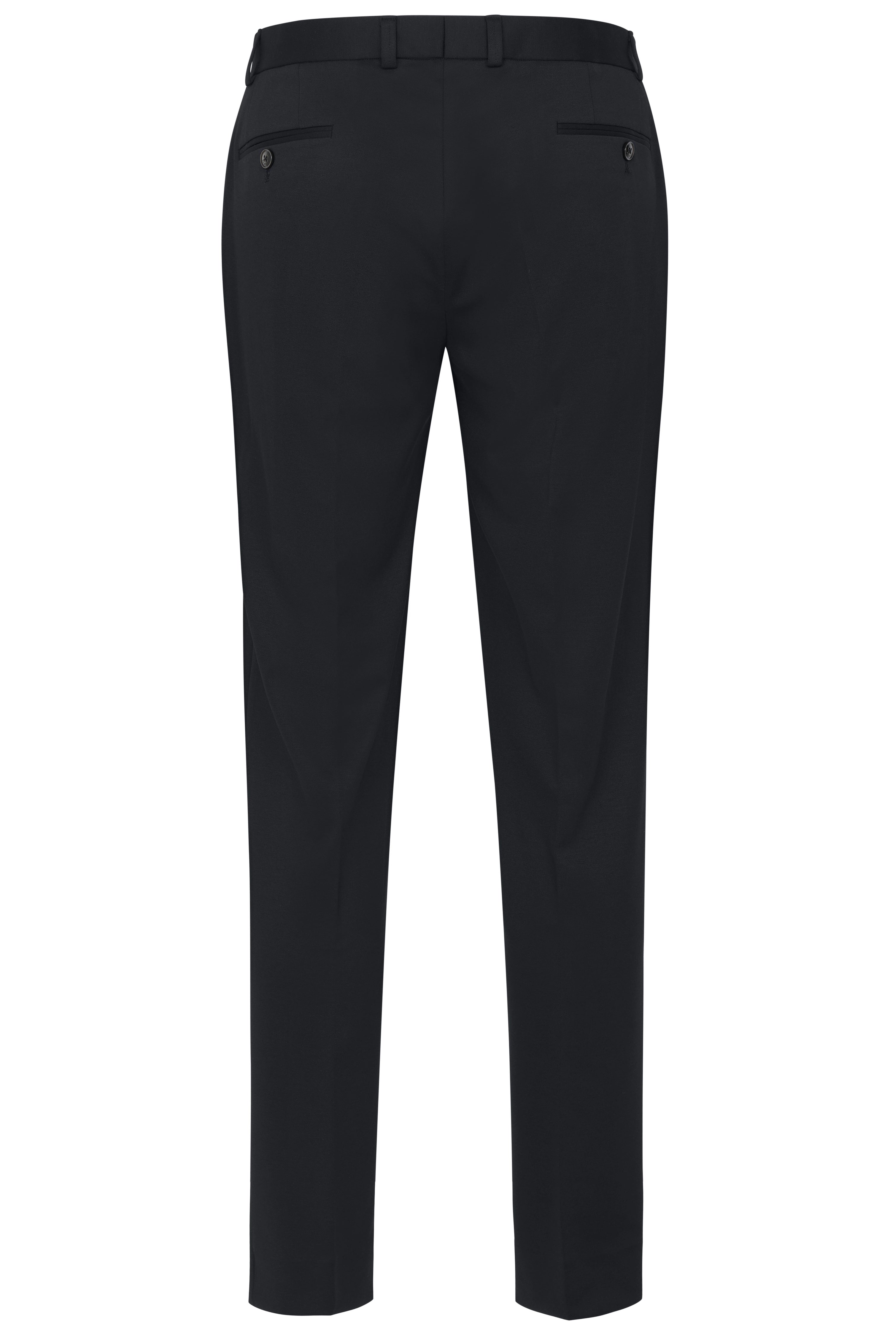 Schwarze bugatti Hose, elegantes Design, Büstenbild.