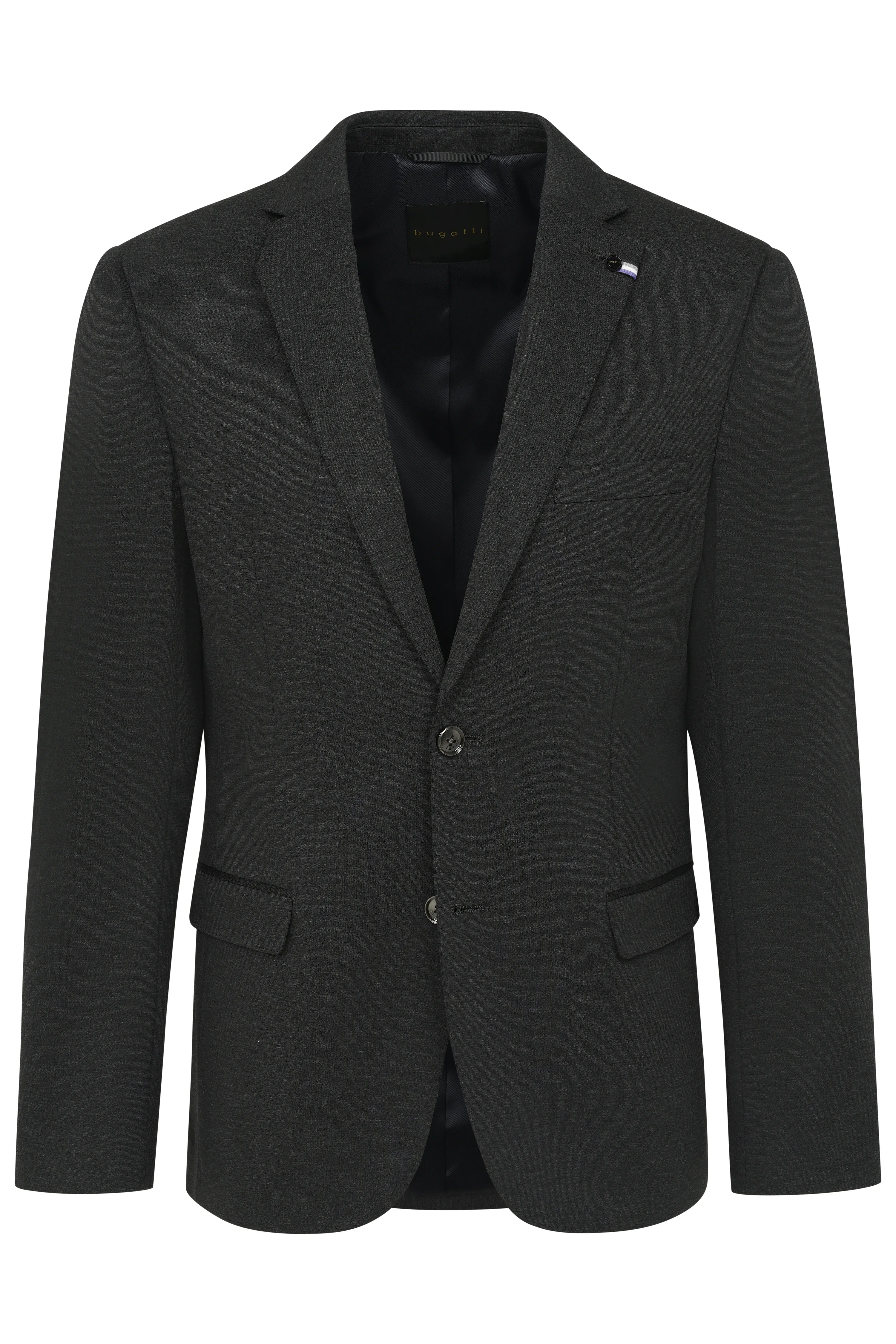 Dunkler bugatti Blazer, elegantes Design, Büstenbild, hochwertiges Material, zeitloser Stil.