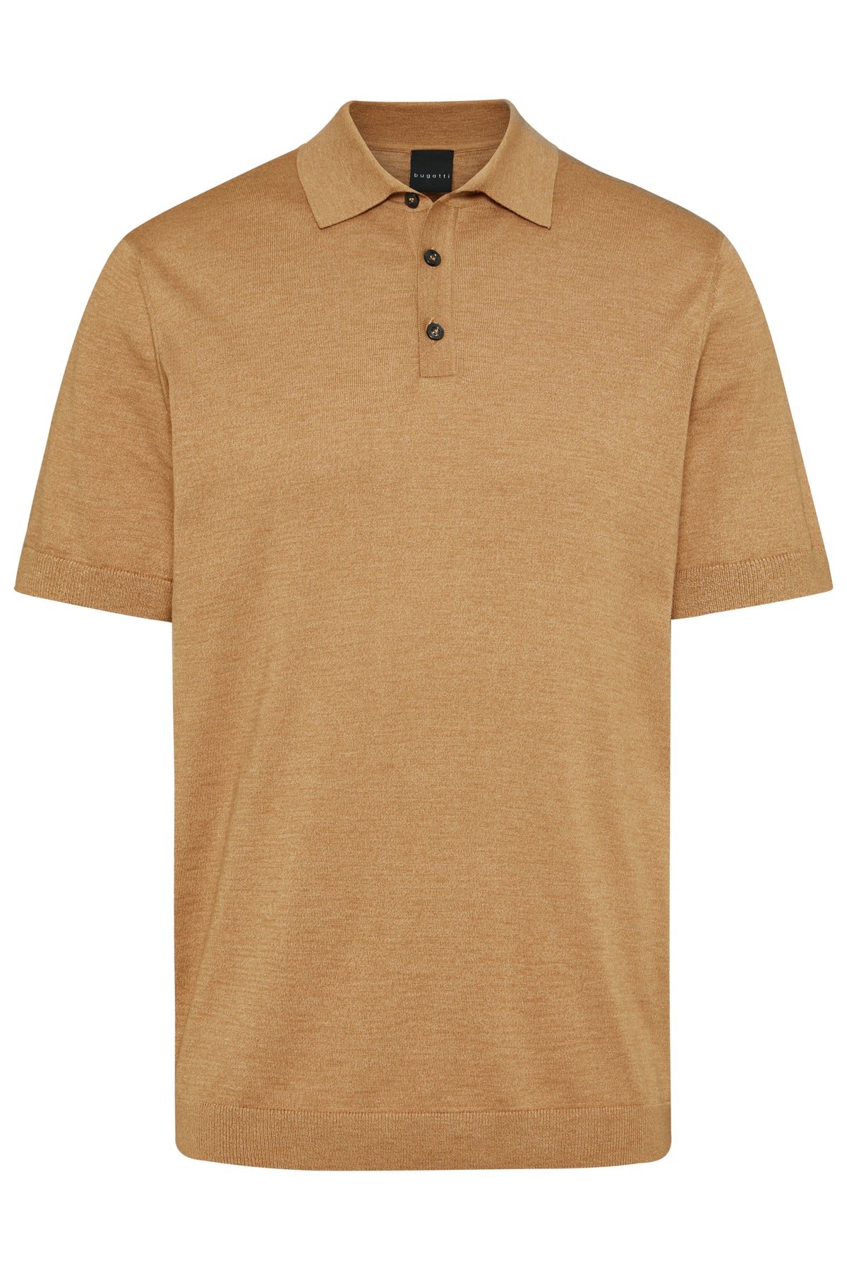 bugatti beige polo shirt, short sleeves, bust view, classic design, elegant look.