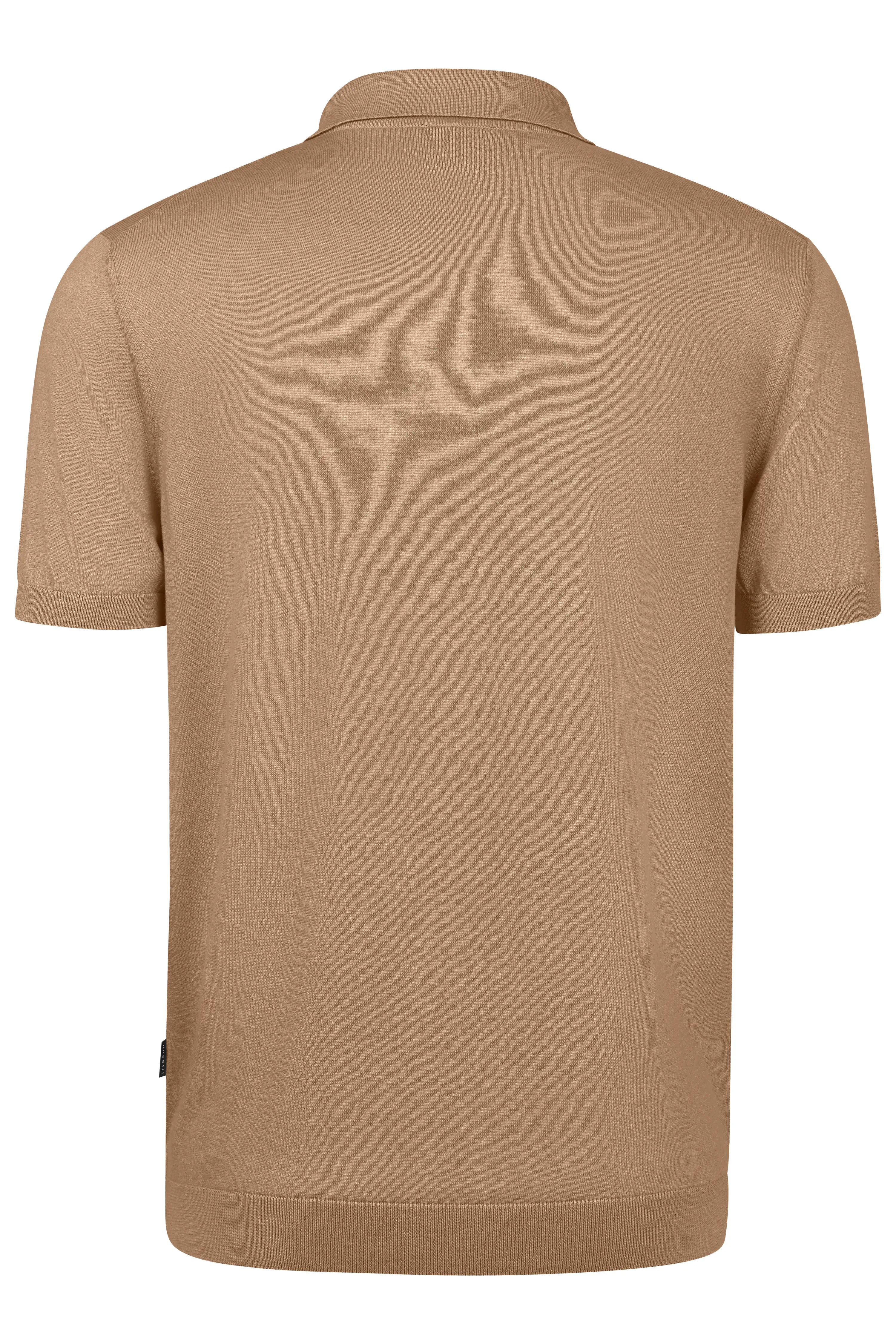 Beige bugatti polo shirt, back view, classic design, casual bust image.