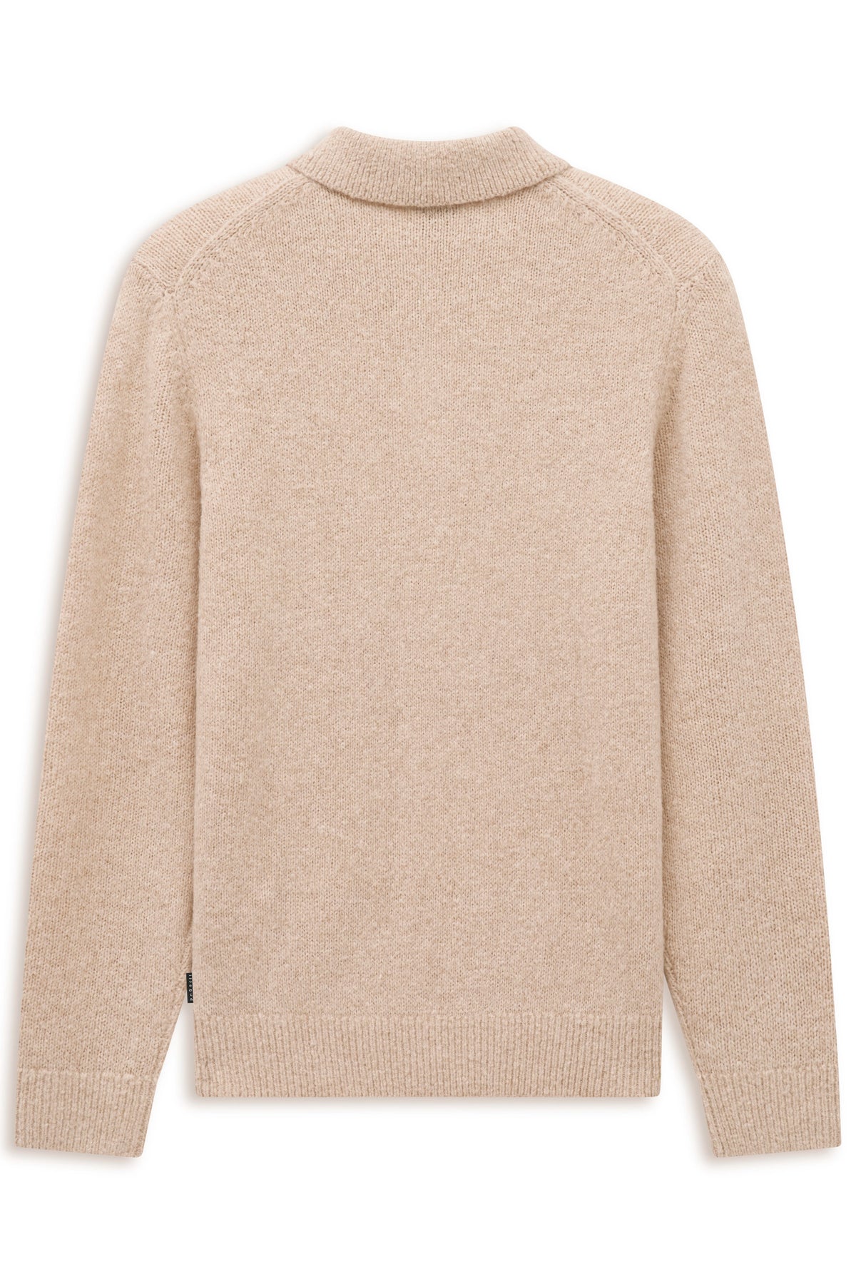 Beiger bugatti Pullover, Rückansicht, Büstenbild, aus weichem Material, zeitloser Stil.