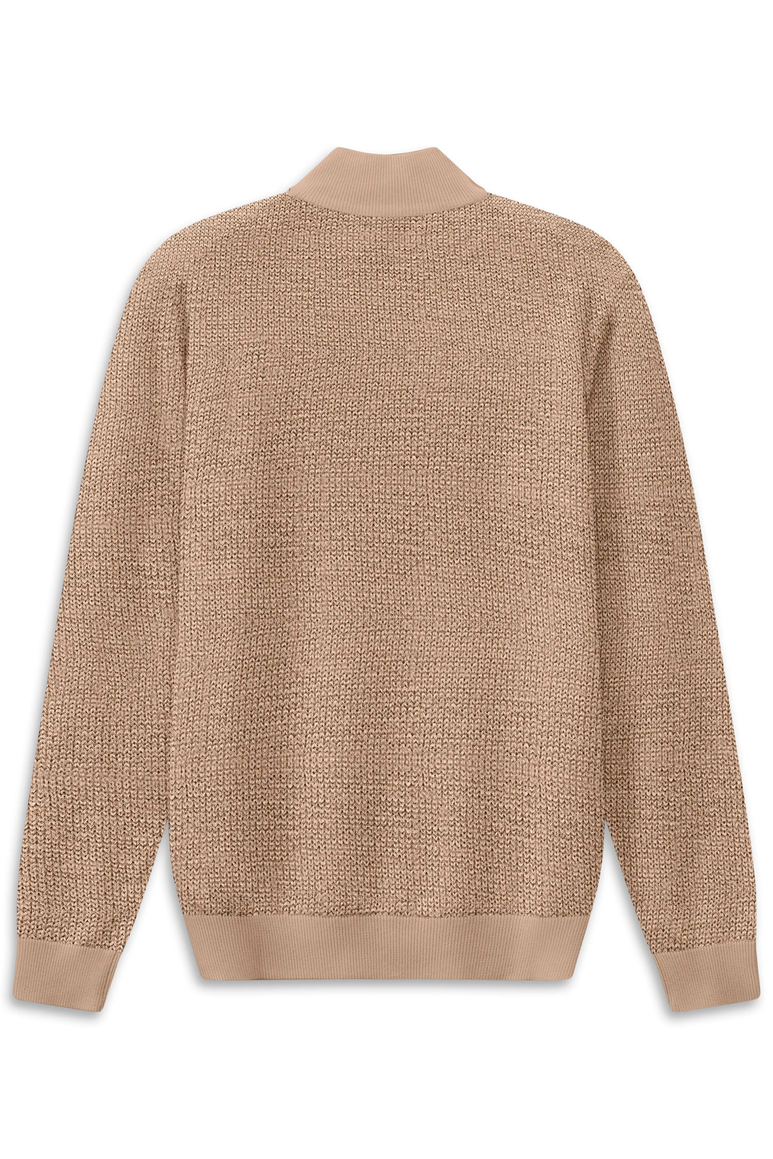 Beigefarbener Strickpullover von bugatti, Rückenansicht, legeres Bustbild.