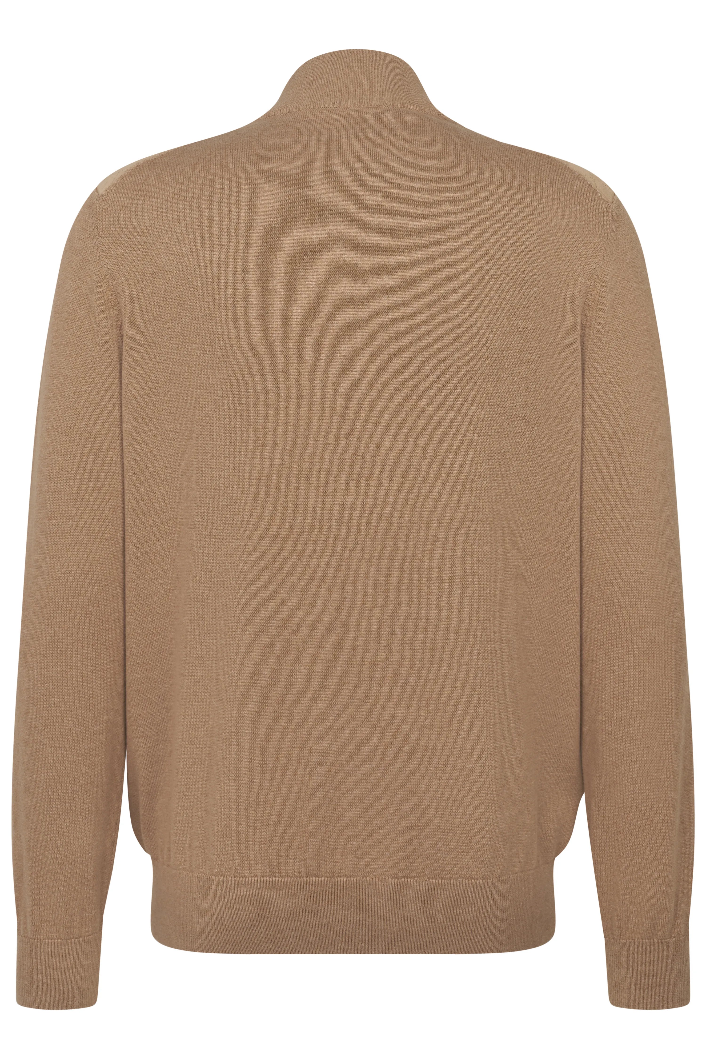 Beige bugatti Pullover, Rückansicht, legeres Büstenbild, zeitlos elegant.