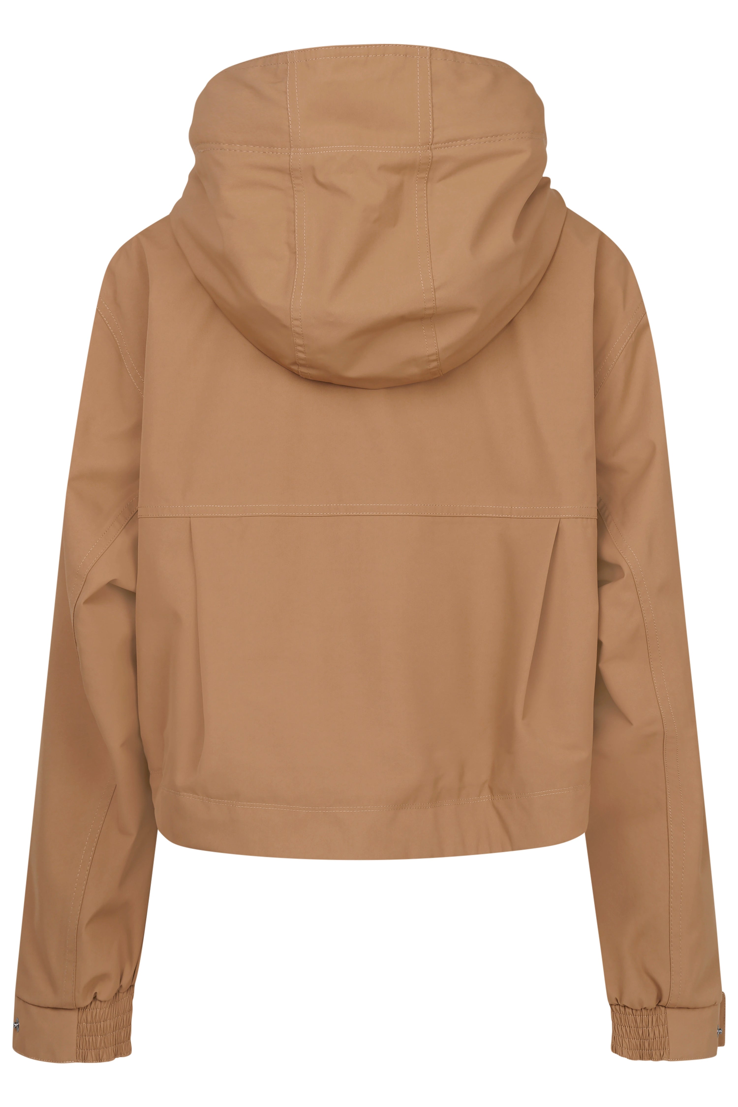 Beige bugatti Jacke mit Kapuze, Legerbild, Rückansicht, stilvoll und zeitlos.
