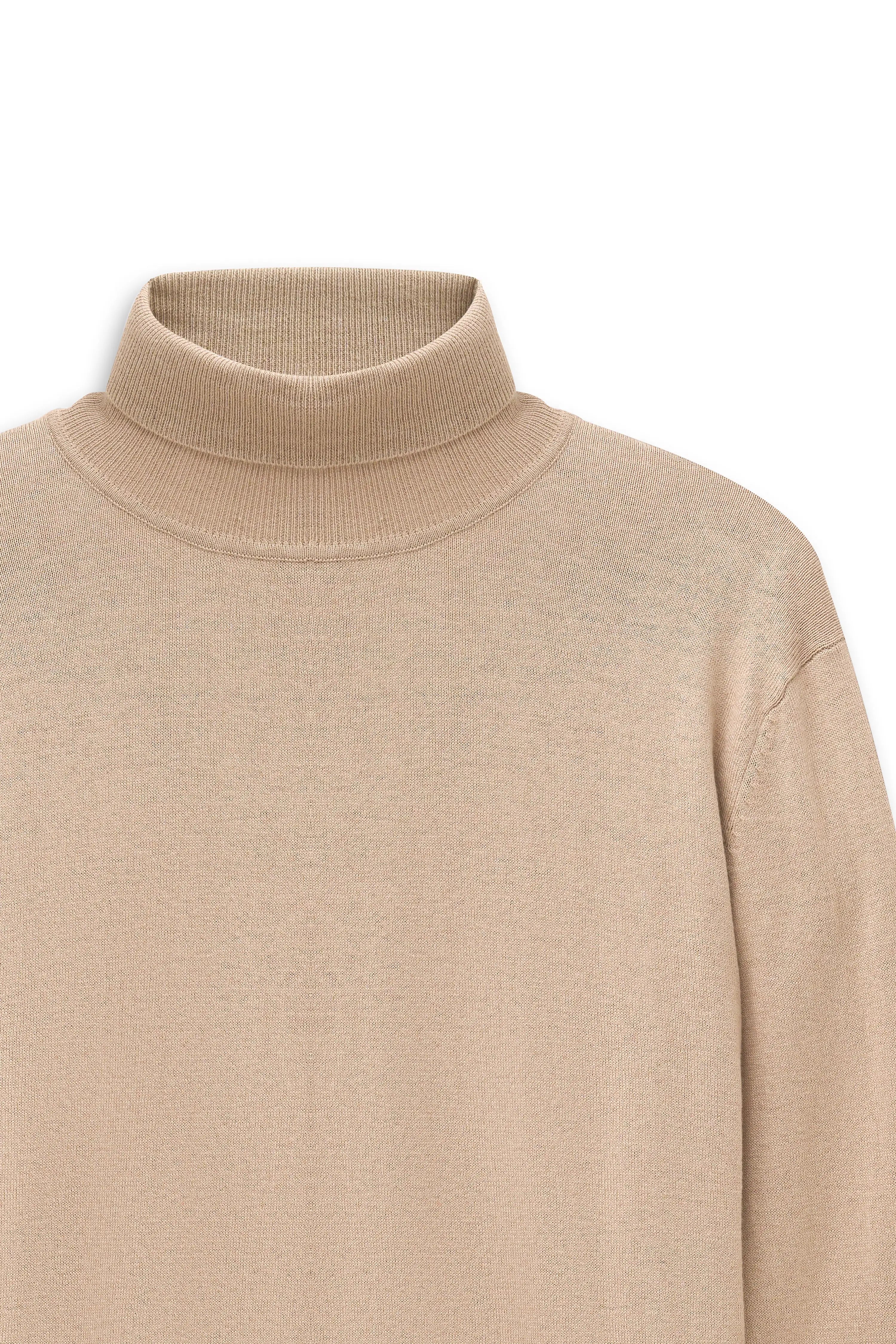 Beige bugatti turtleneck sweater, bust image, elegant design, timeless beauty.