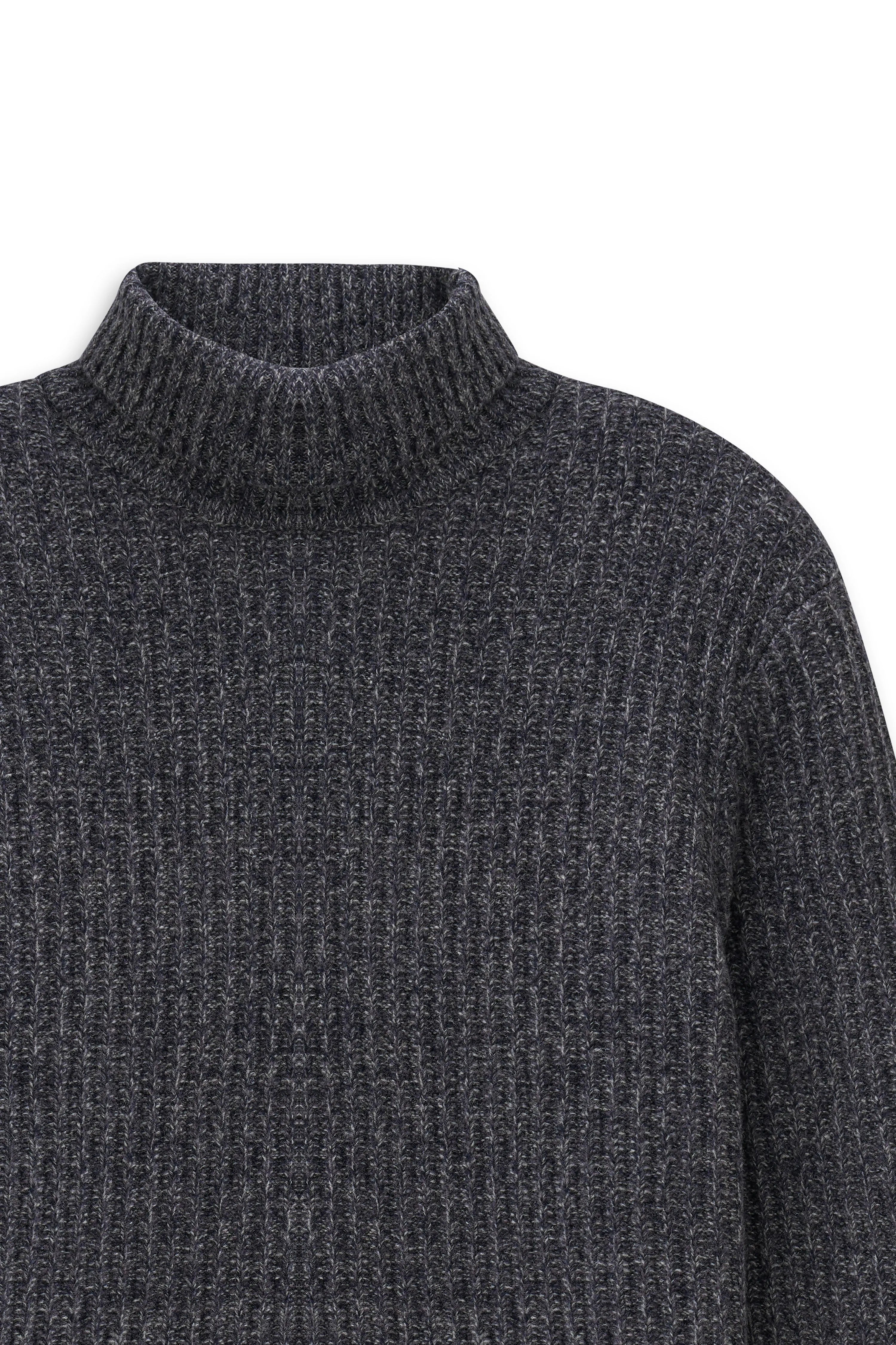 Gray turtleneck sweater by bugatti, ribbed design, bust view, timeless style.