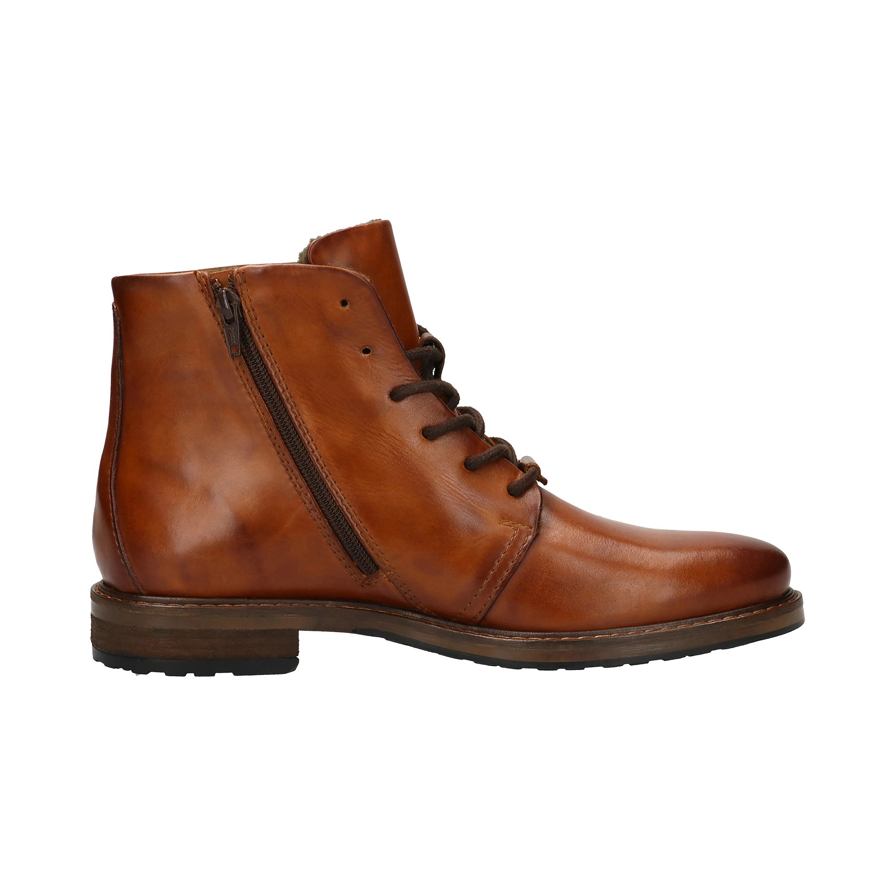 Herrenstiefel in Braun mit Schnürung und seitlichem Reißverschluss, bugatti.