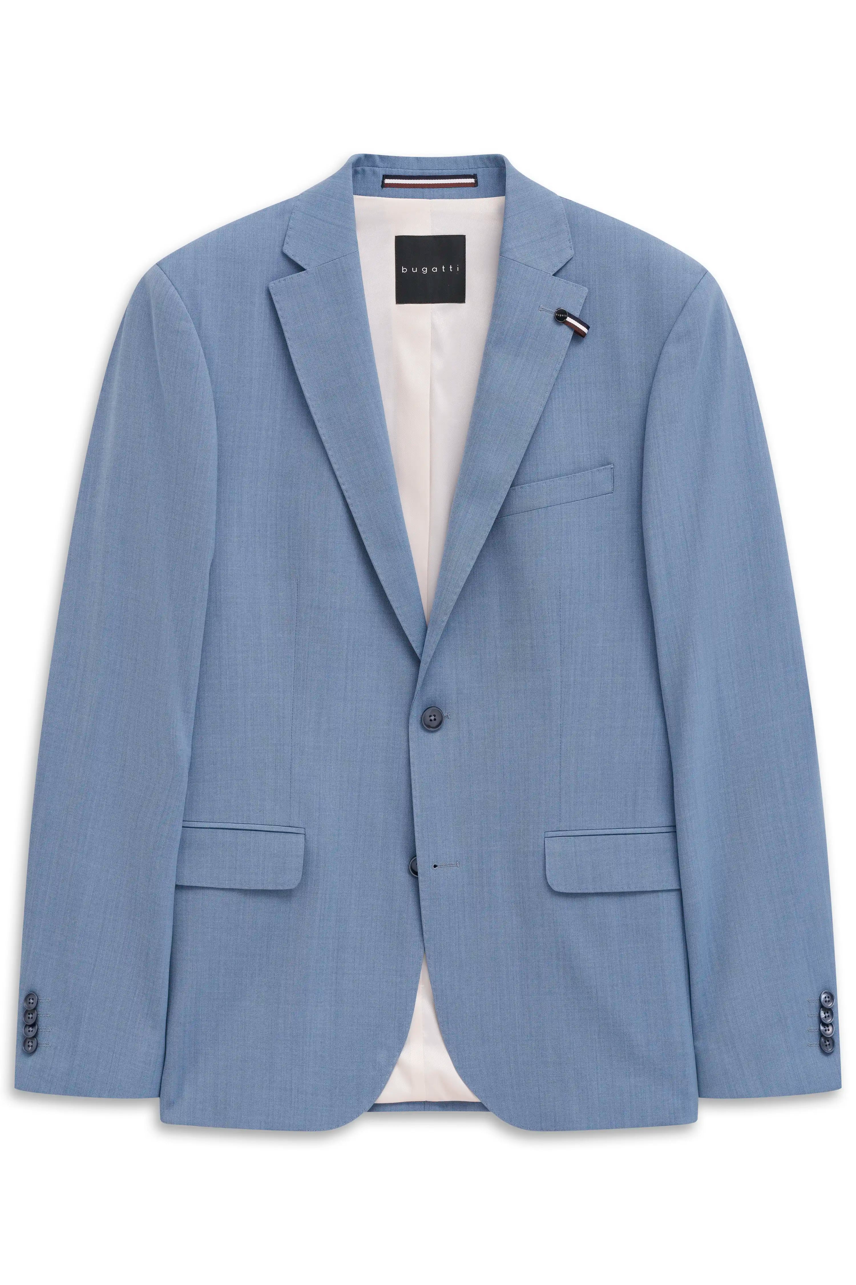 Blauwe bugatti blazer, klassiek ontwerp, busteafbeelding, elegante pasvorm, stijlvol en tijdloos.