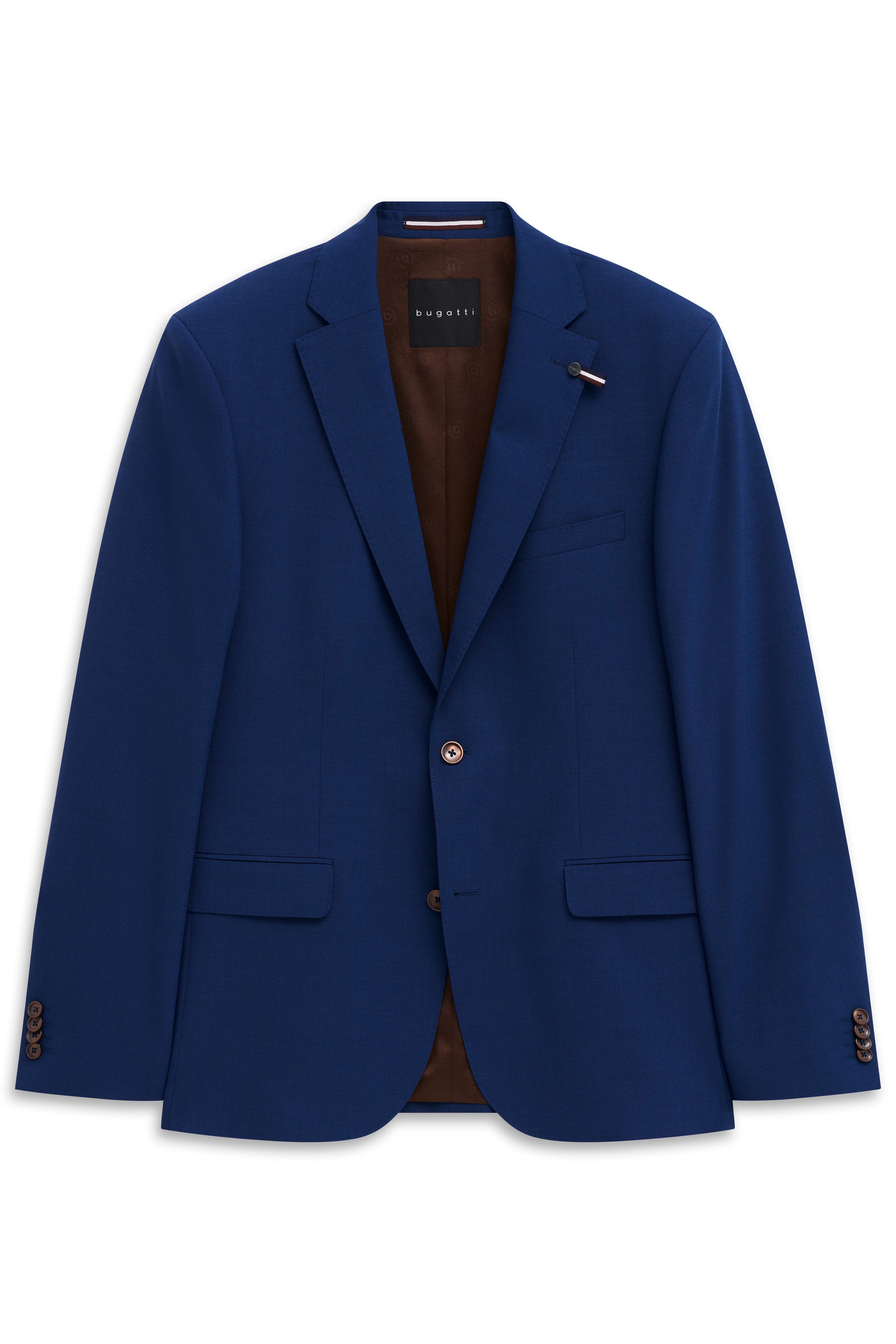 Blauer bugatti Blazer, klassischer Schnitt, Büstenbild, braunes Innenfutter.