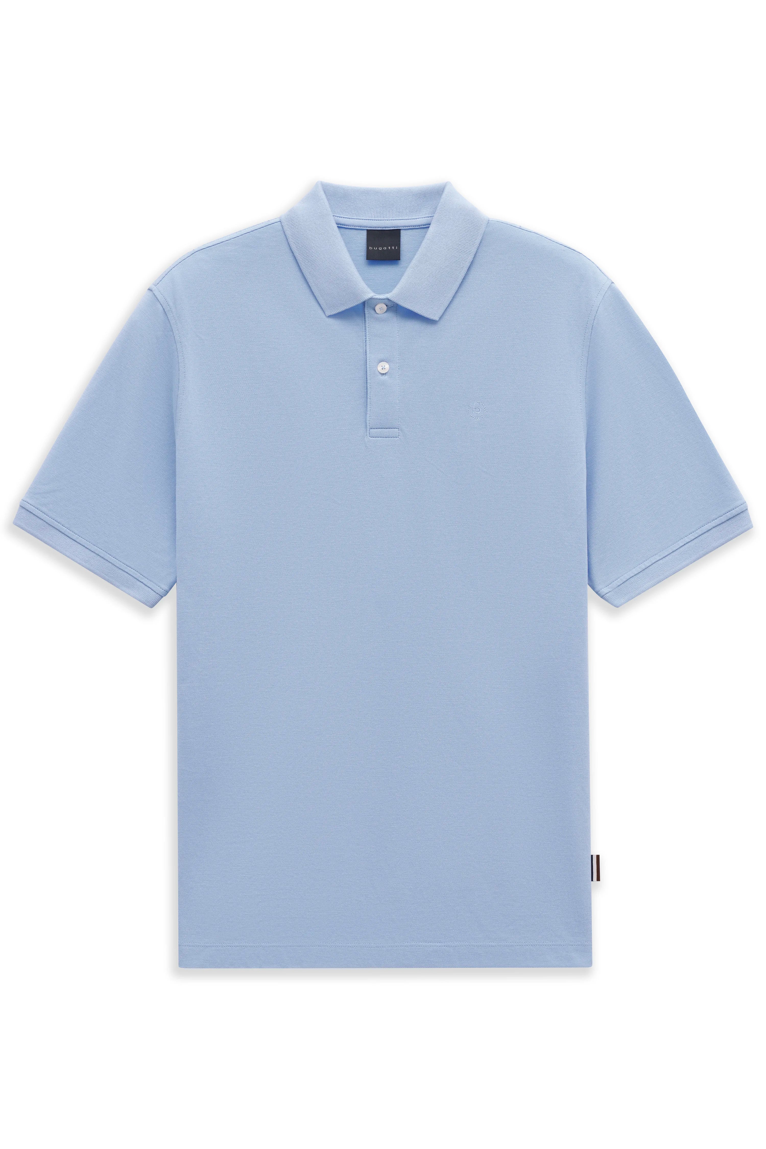 Hellblaues bugatti Polohemd, Büstenbild, klassischer Kragen, zeitloses Design.