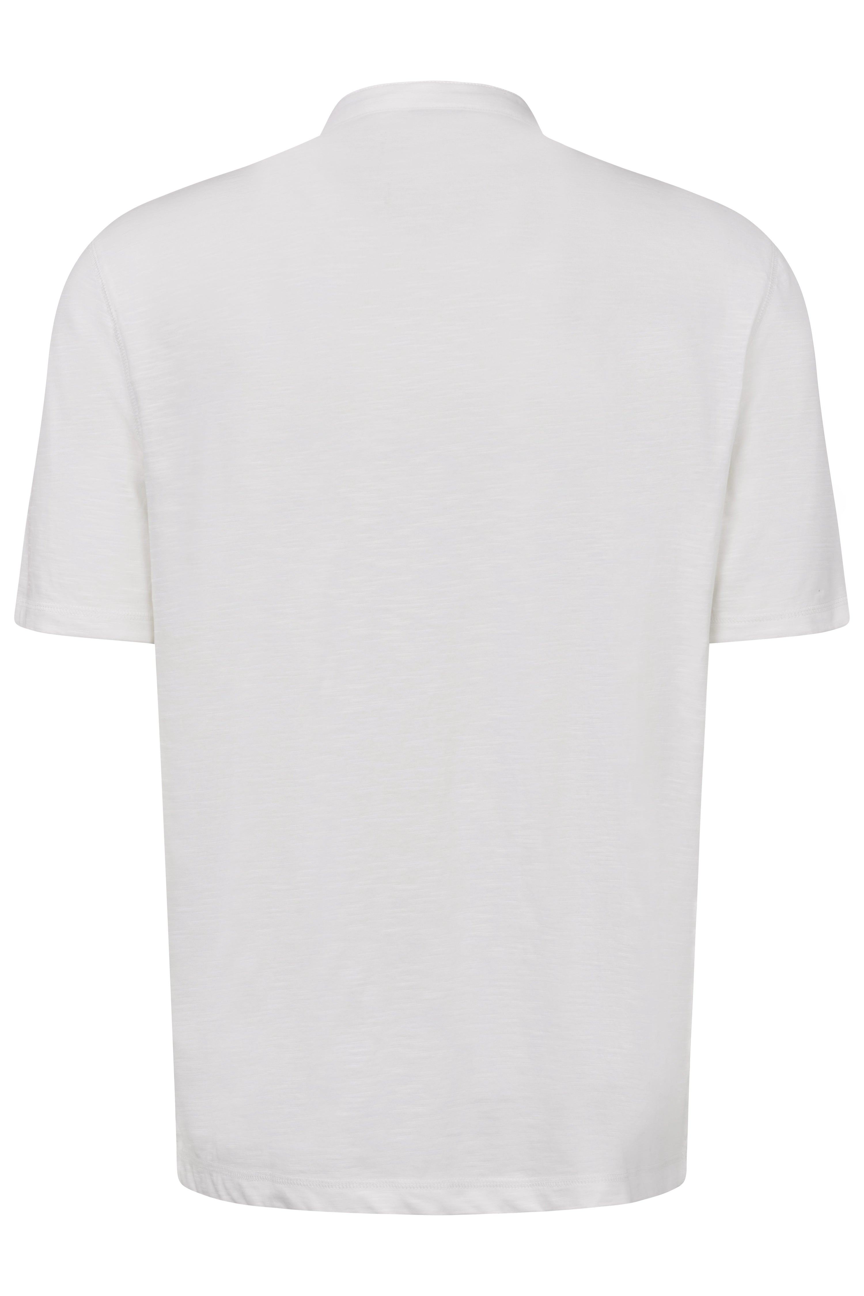 White bugatti T-shirt, back view, casual style, timeless design.