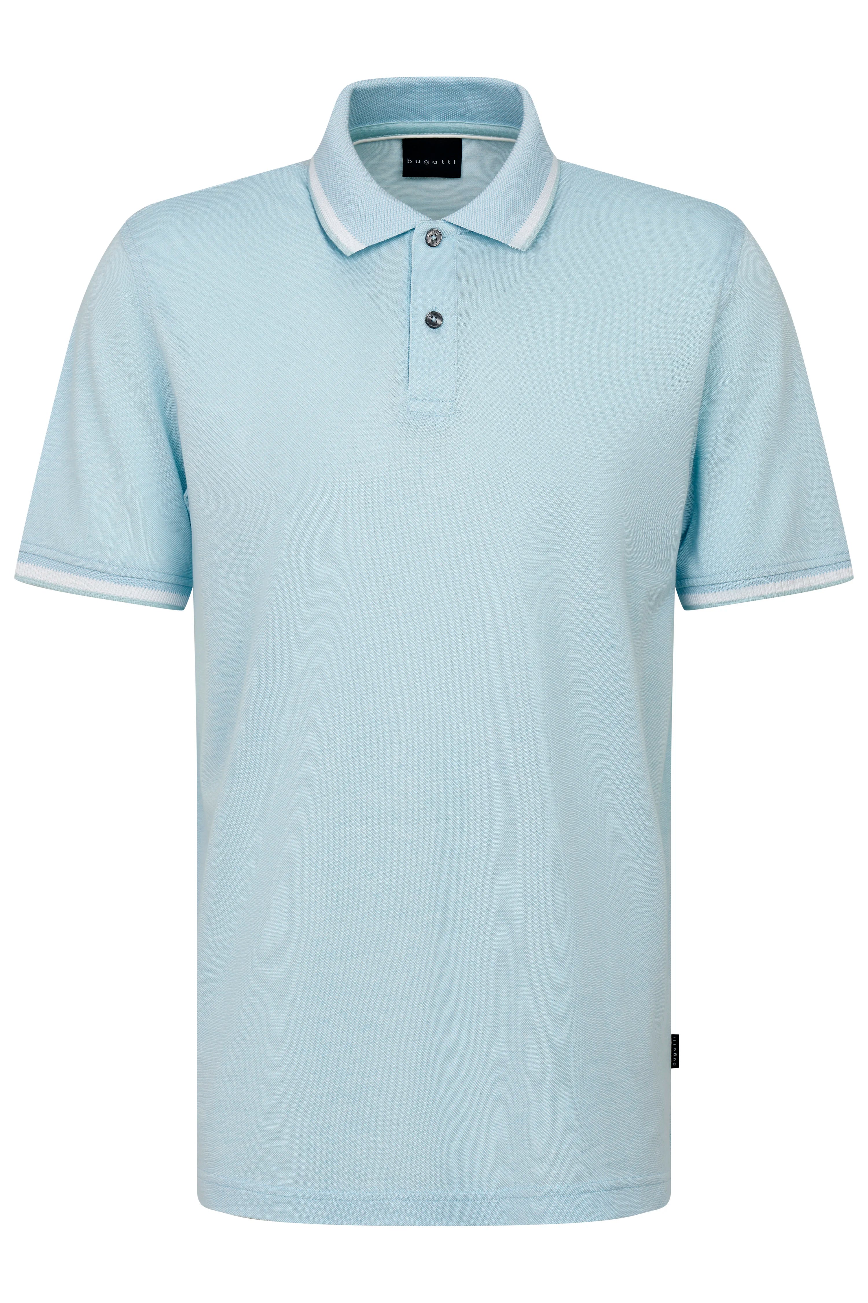 Light blue bugatti polo shirt, casual bust image, stylish and timeless.