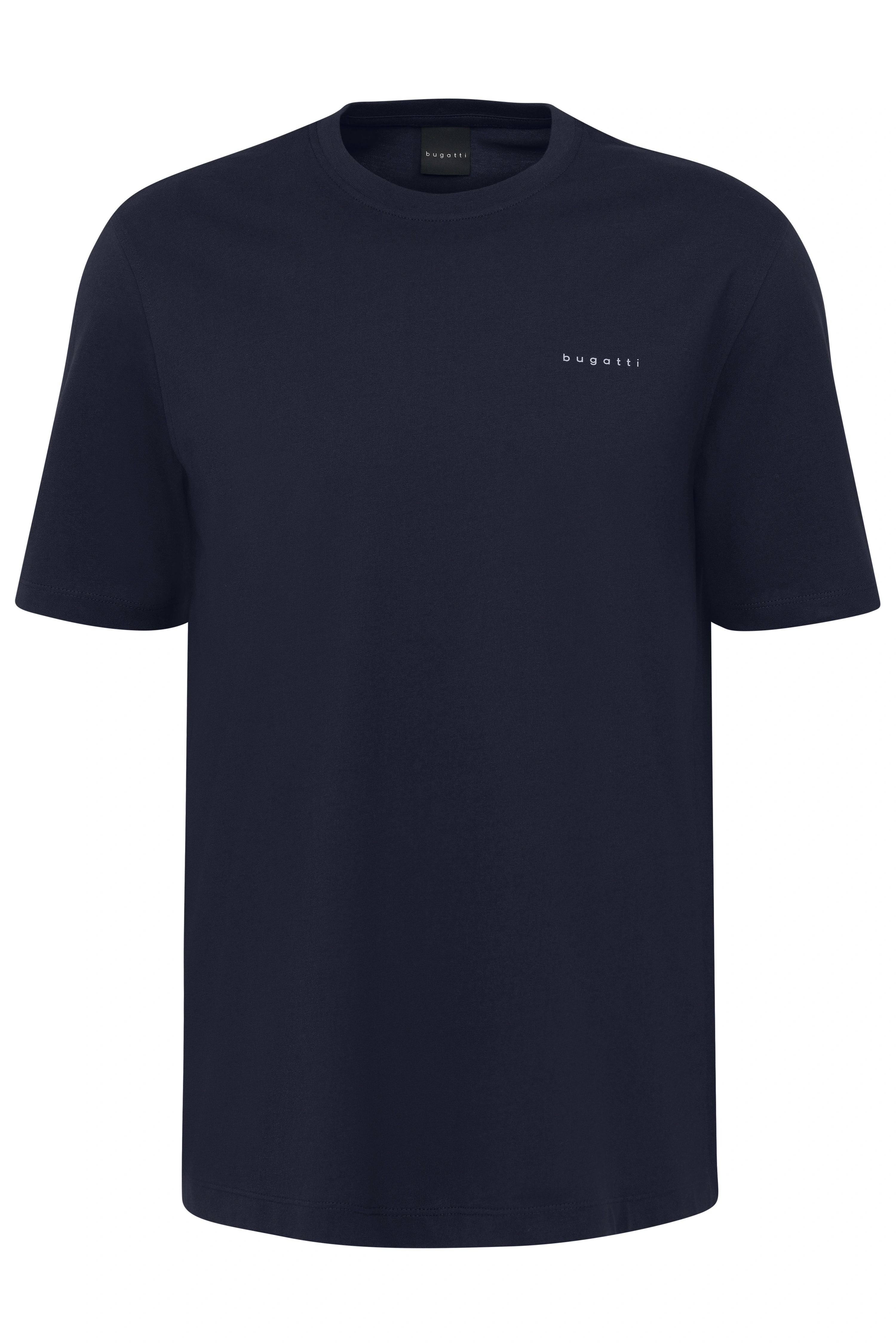 Navyblaues bugatti T-Shirt, schlichtes Design, Büstenbild.