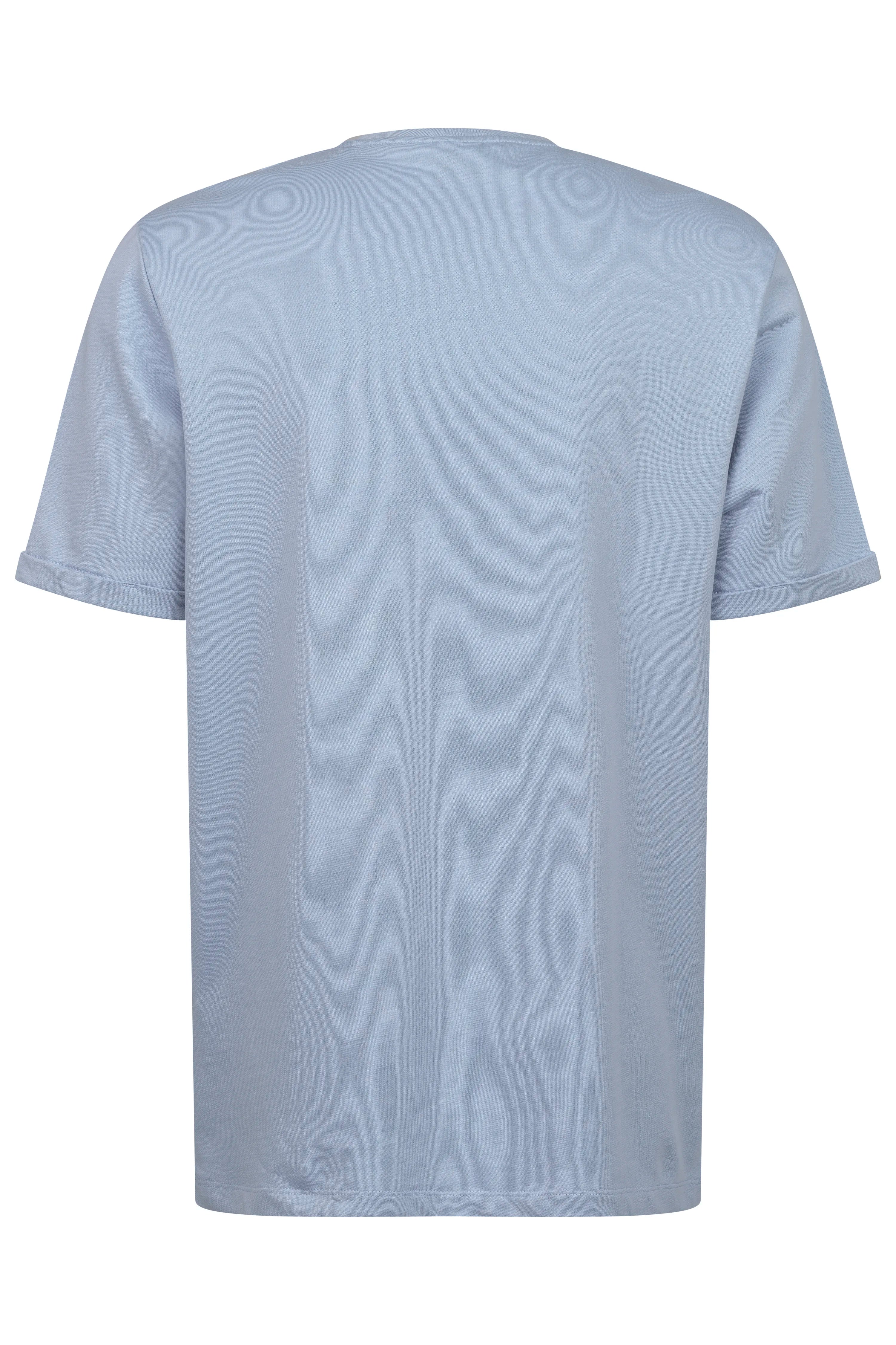 Light blue bugatti T-shirt in casual bust view, simple design, perfect fit for timeless elegance.