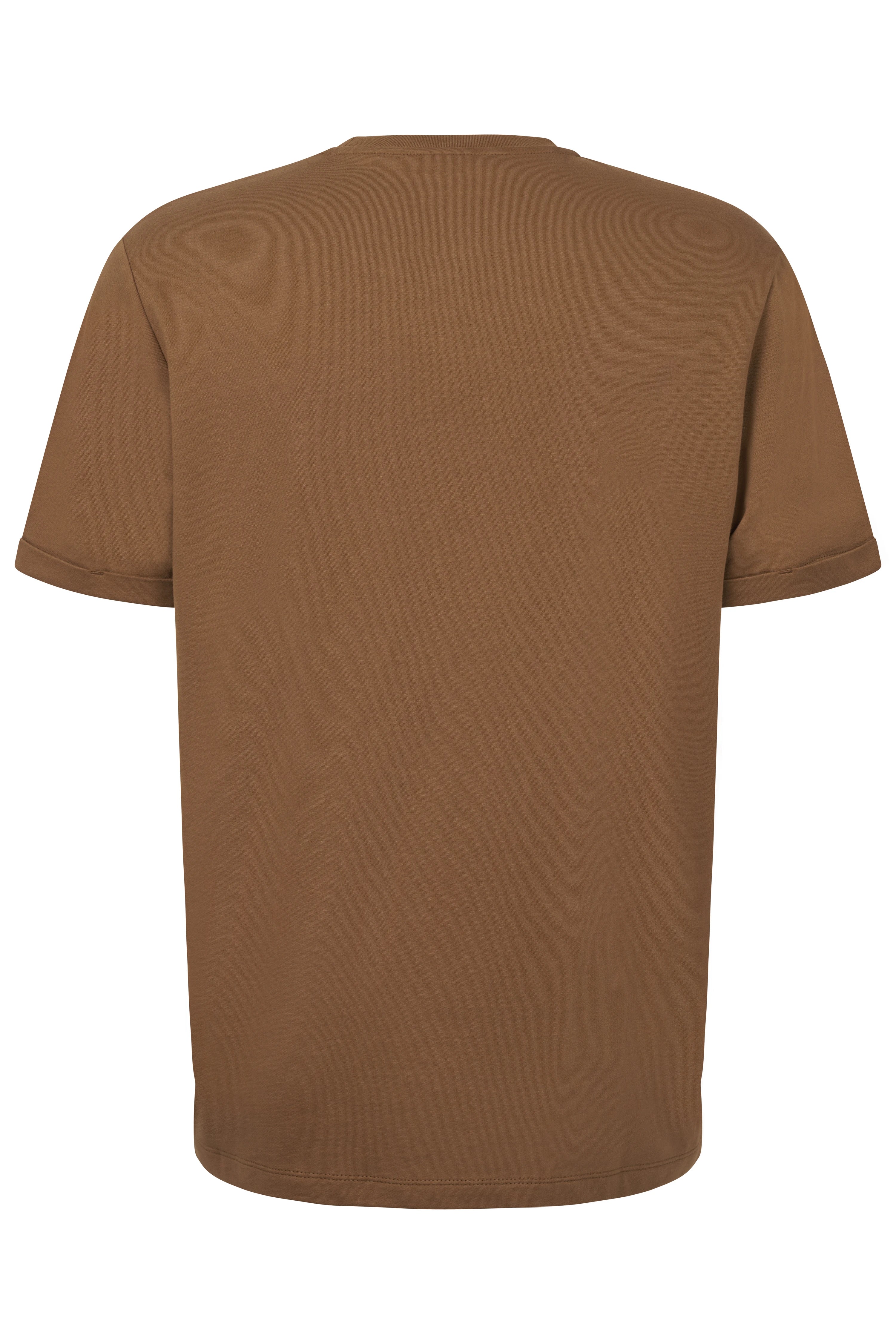 Braunes bugatti T-Shirt, Rückansicht, legerer Stil, hochwertiges Material, zeitlose Eleganz.