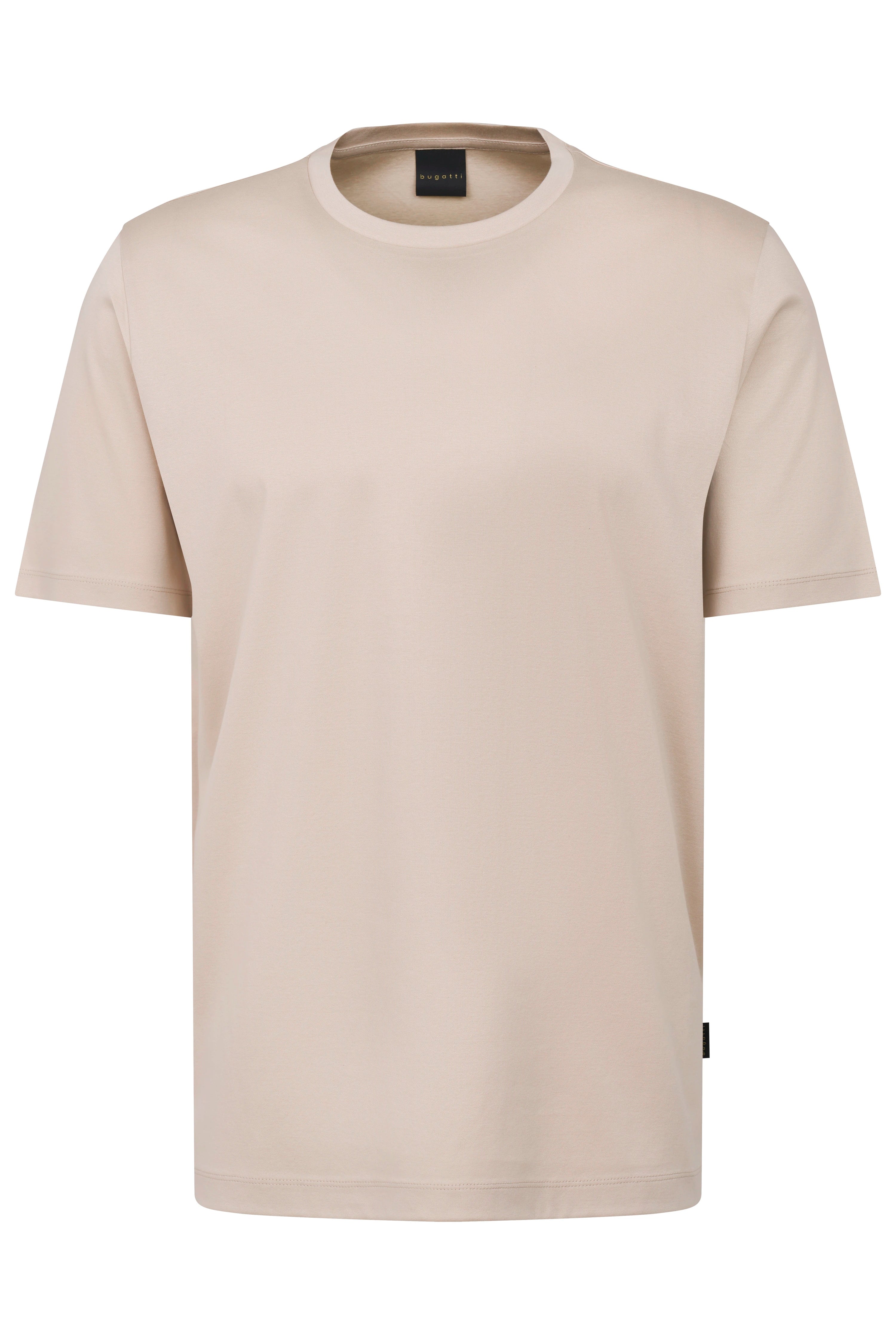 Beige bugatti T-shirt, bust view, classic design, premium materials.