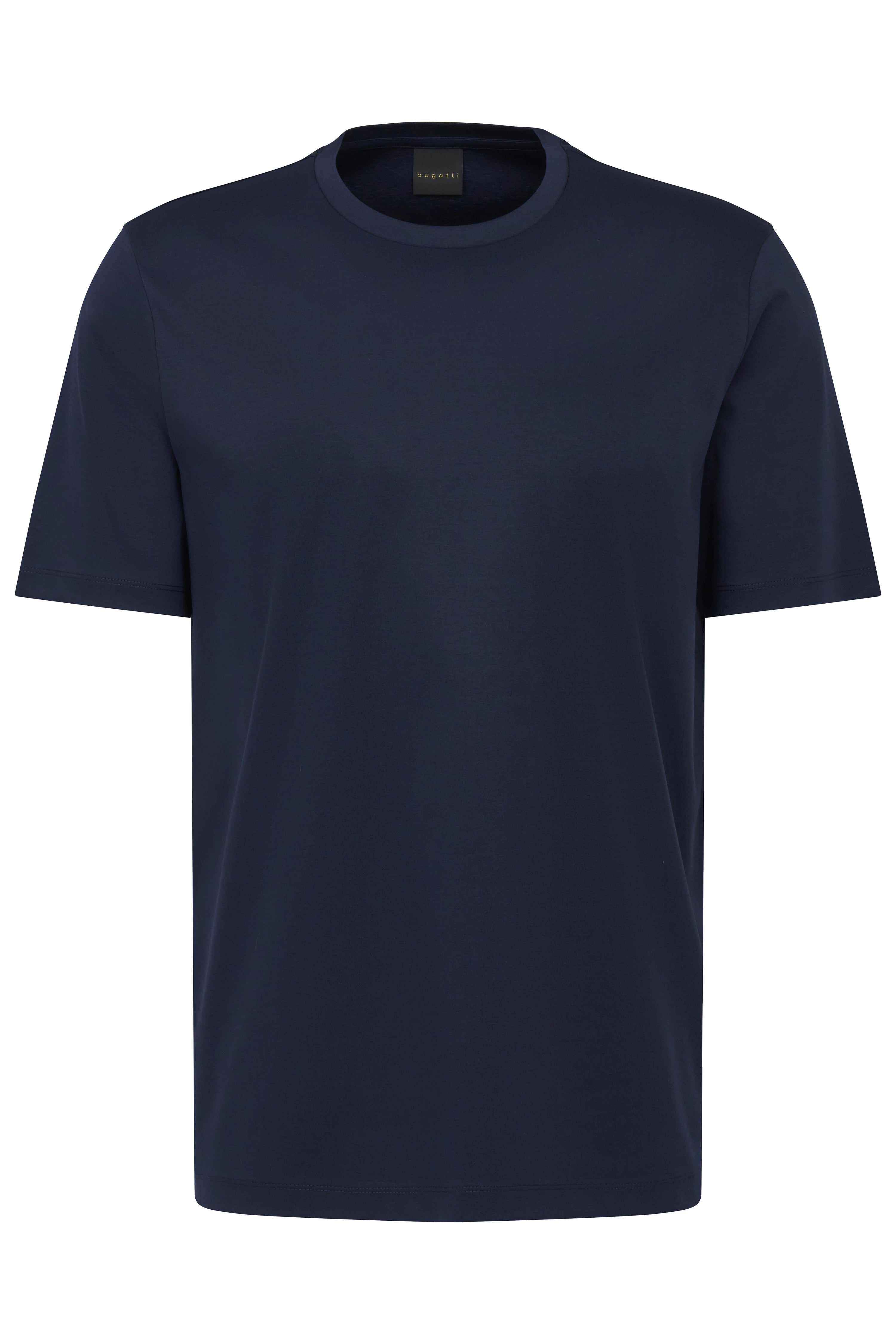 Dark blue bugatti T-shirt, casual bust shot, classic design.