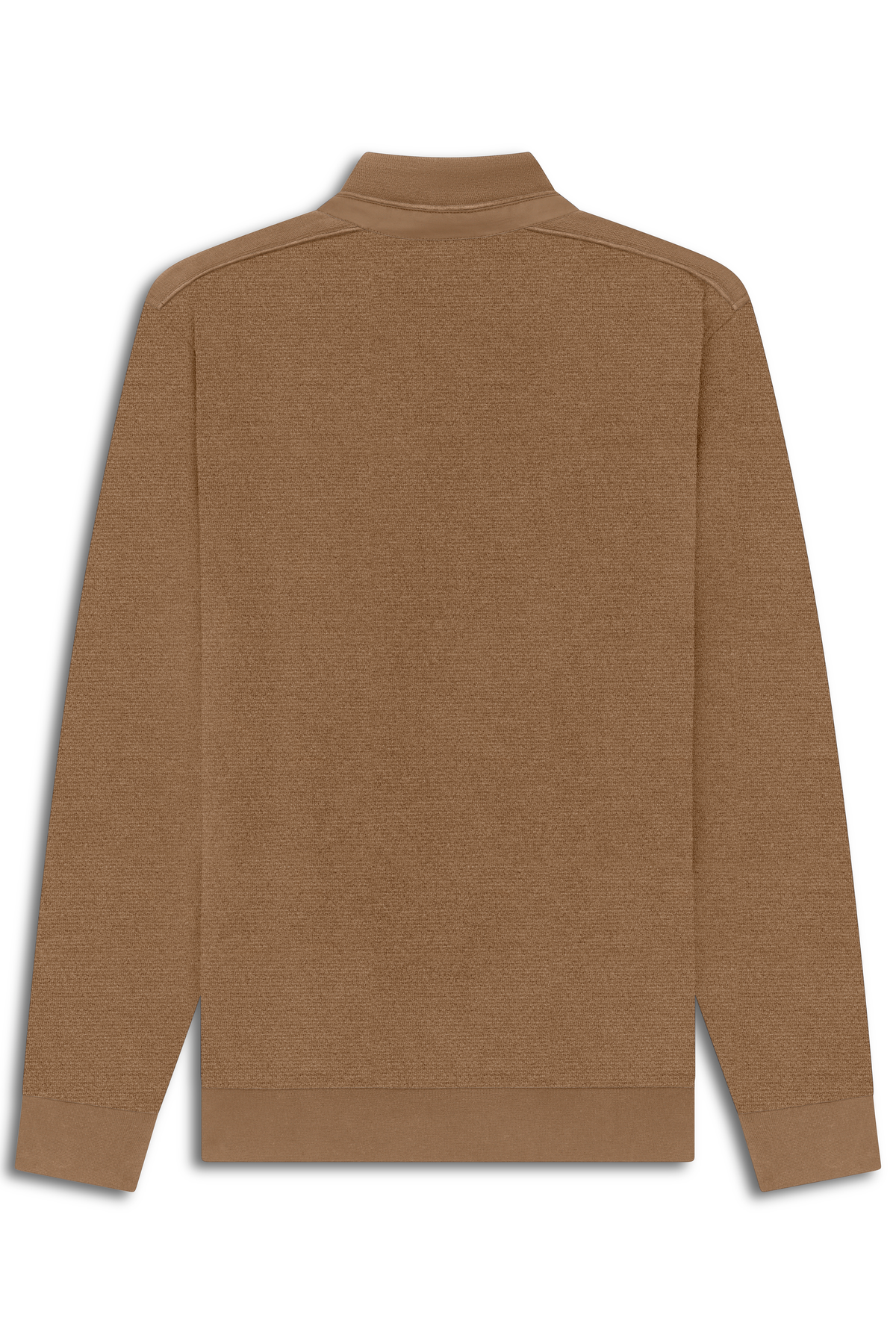 Brauner bugatti Pullover, Büstenbild, glatter Stoff, minimalistisch, zeitlos.