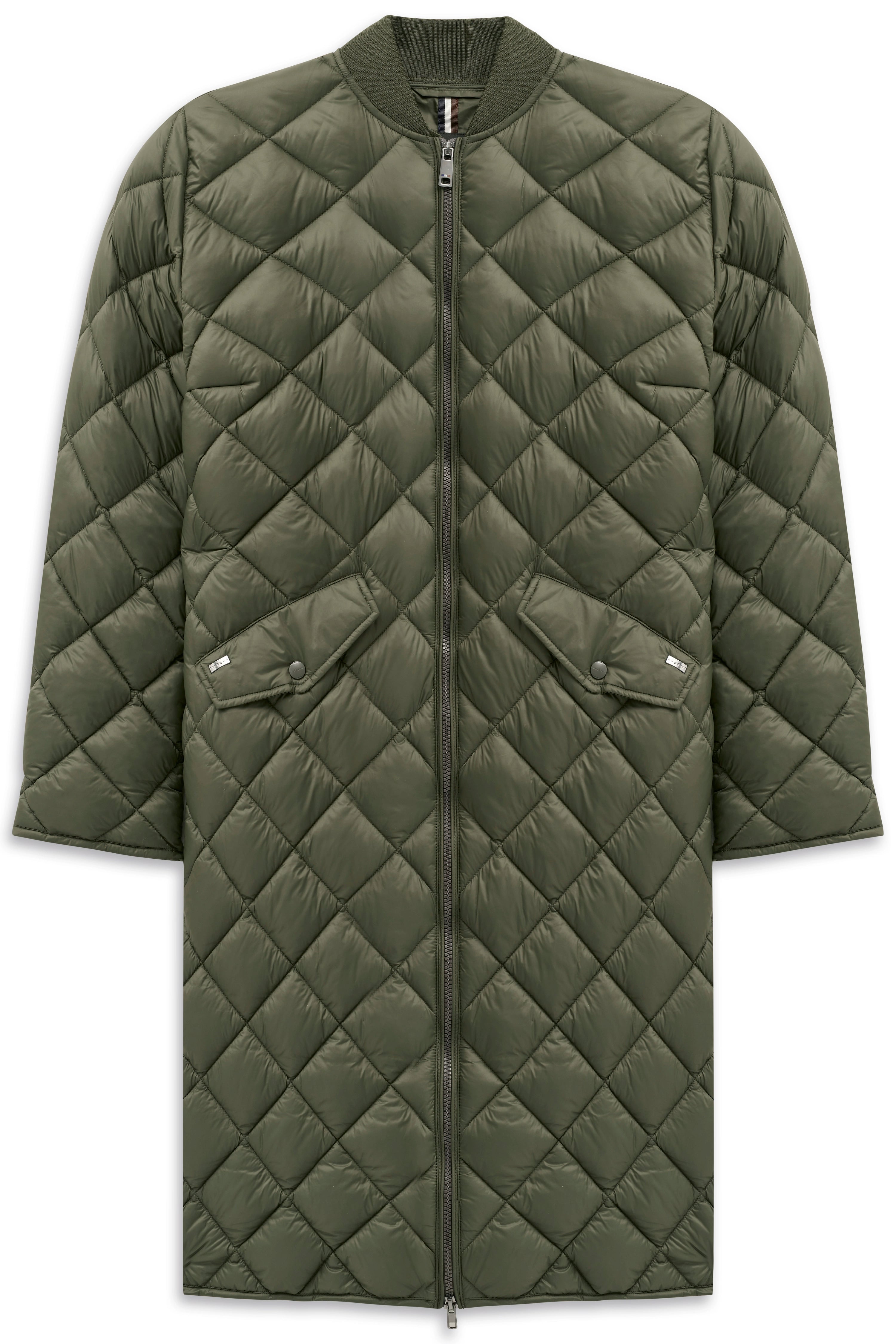 Green quilted bugatti jacket, casual, bust view.