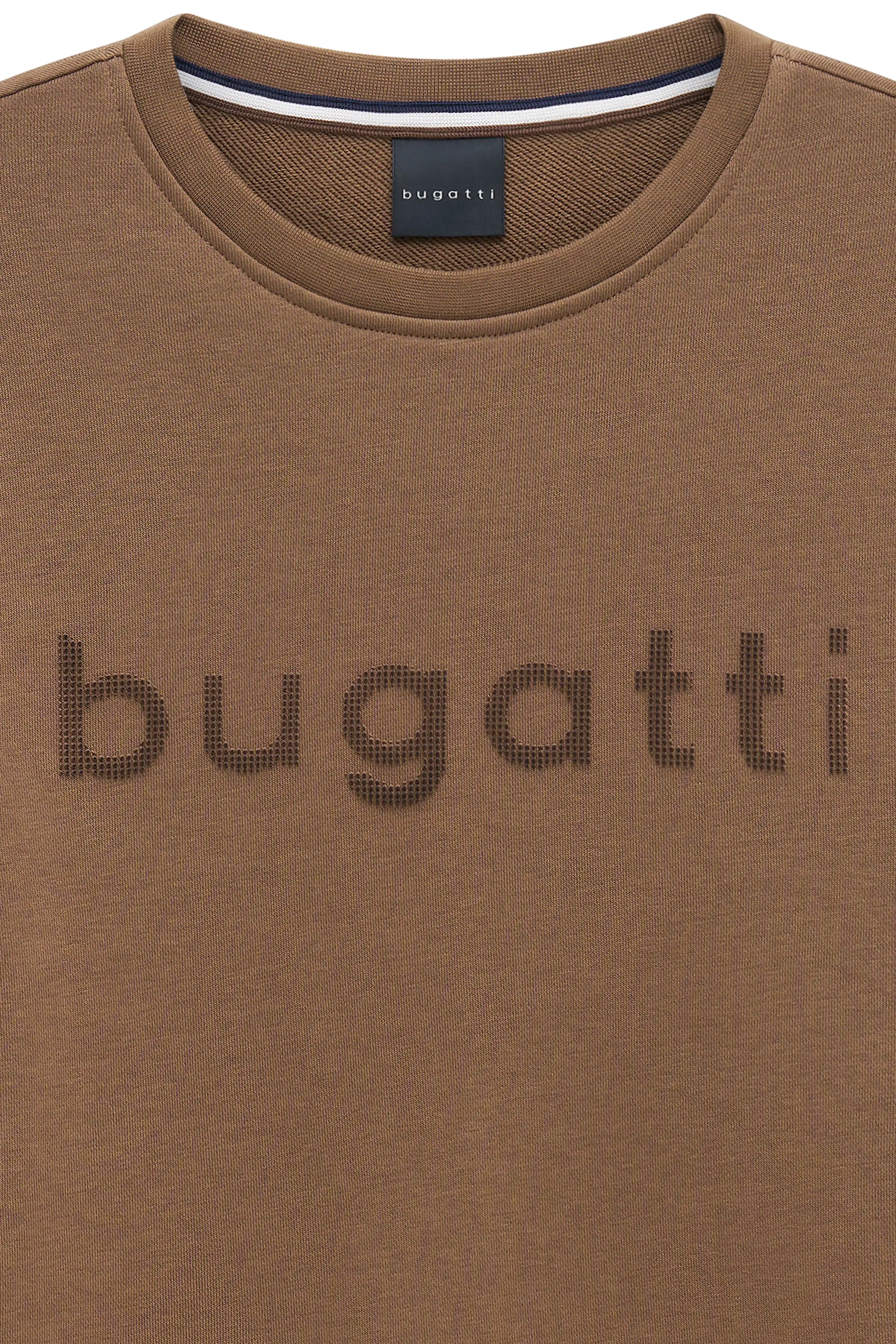 Braunes bugatti Sweatshirt mit Logo-Aufdruck, Büstenbild.