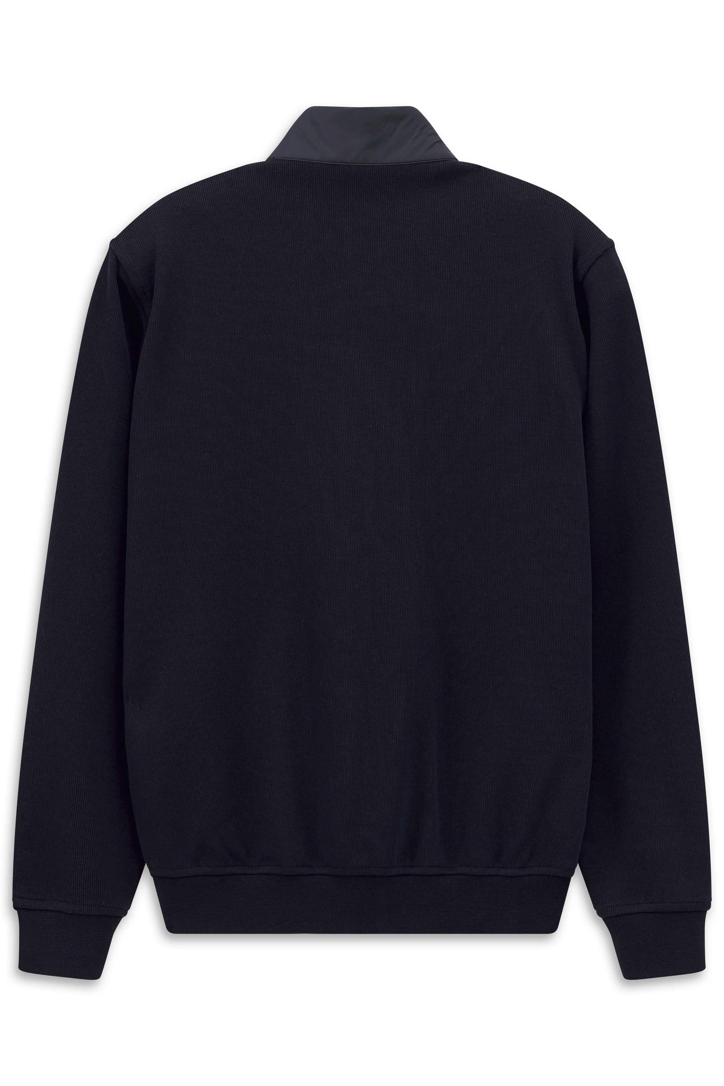 Schwarzer bugatti Pullover, Rückansicht, legeres Büstenbild, zeitloses Design.