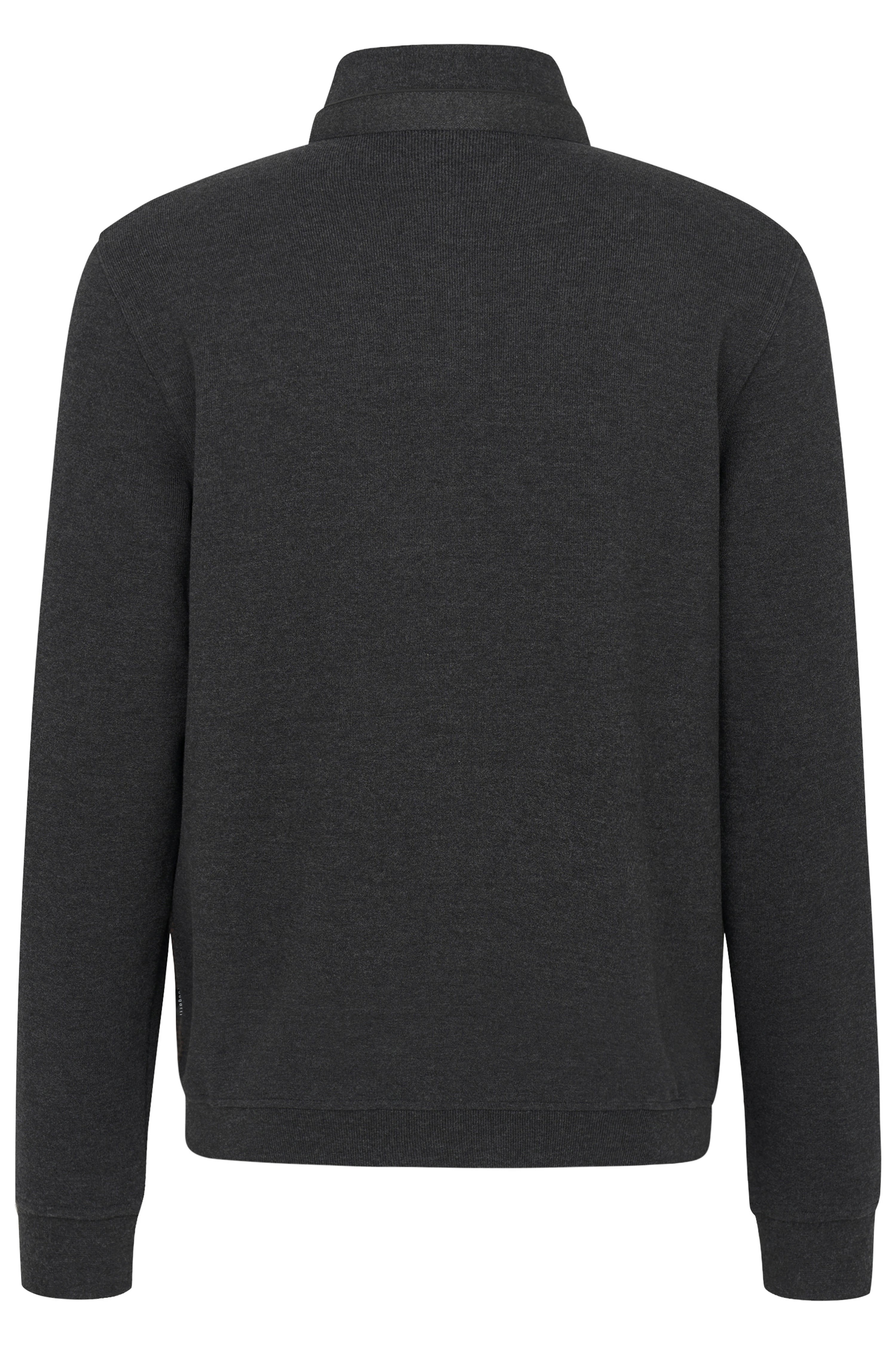 Dunkelgrauer bugatti Pullover, Rückansicht, legeres Design, hochwertige Verarbeitung.