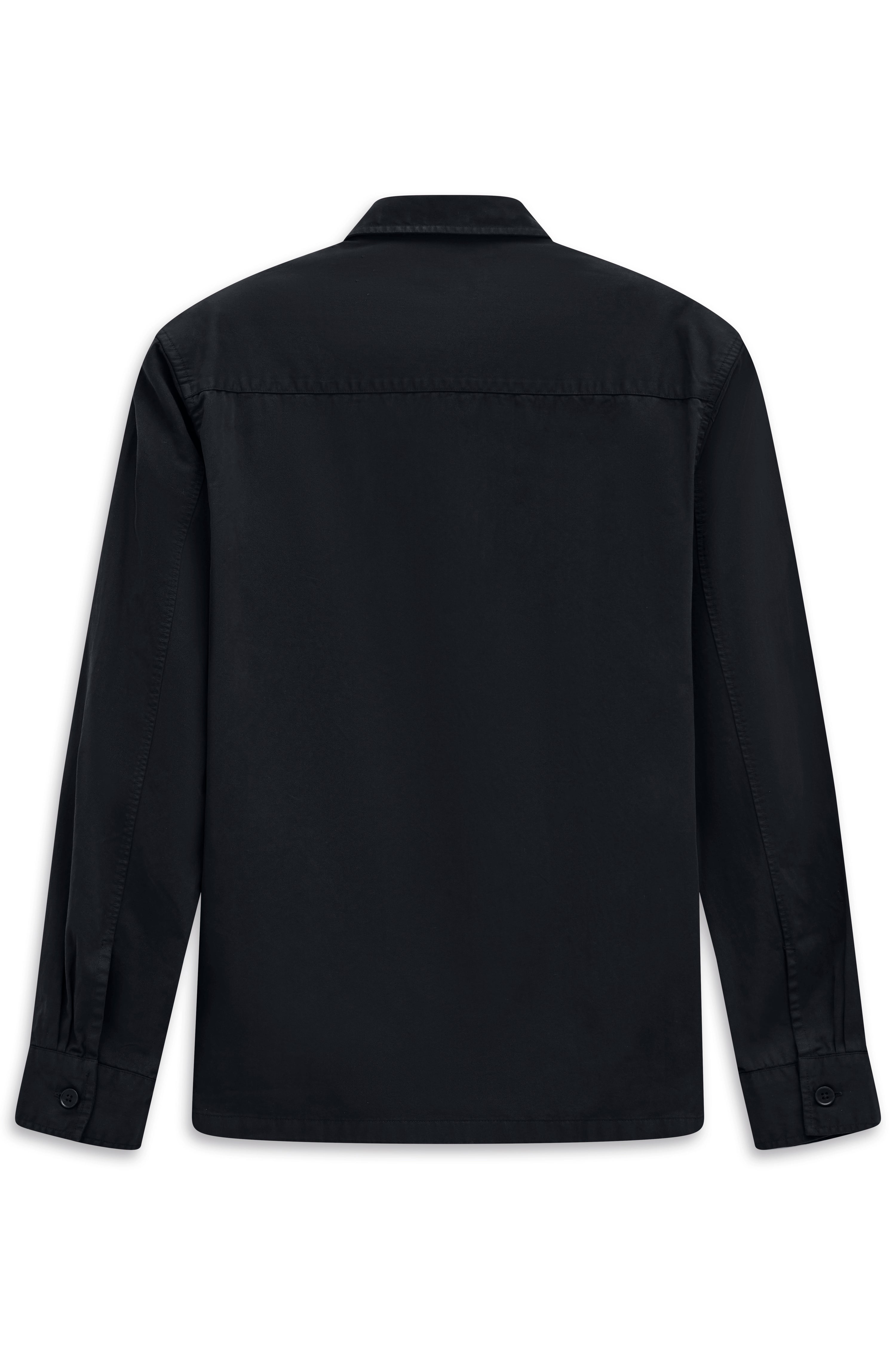 Schwarze bugatti Hemdjacke, Rückansicht, legeres Design, zeitlos und elegant für stilvolle Auftritte.