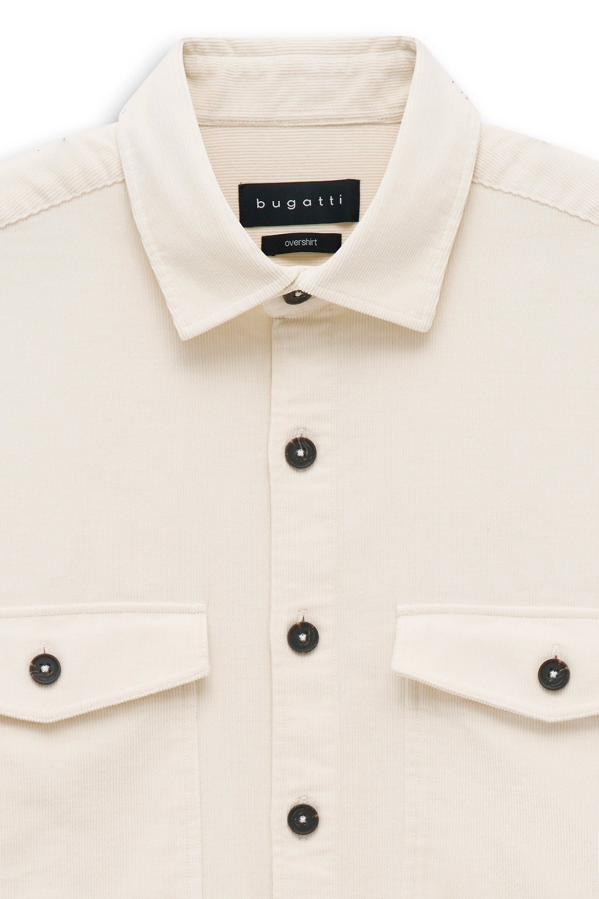 bugatti Overshirt in Creme mit Brusttaschen, Büstenbildansicht.