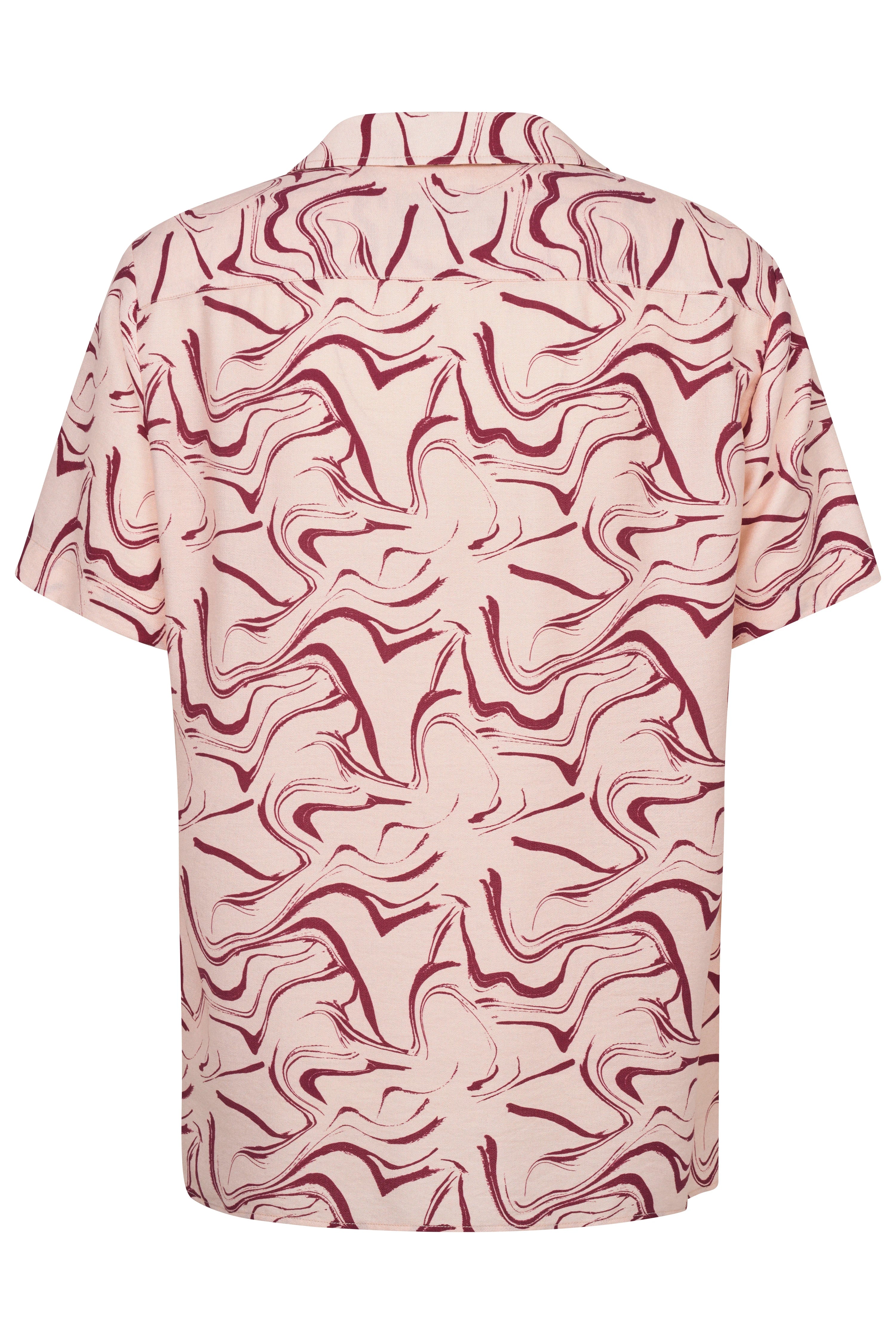bugatti overhemd, abstract patroon, roze en bordeaux, casual elegantie.