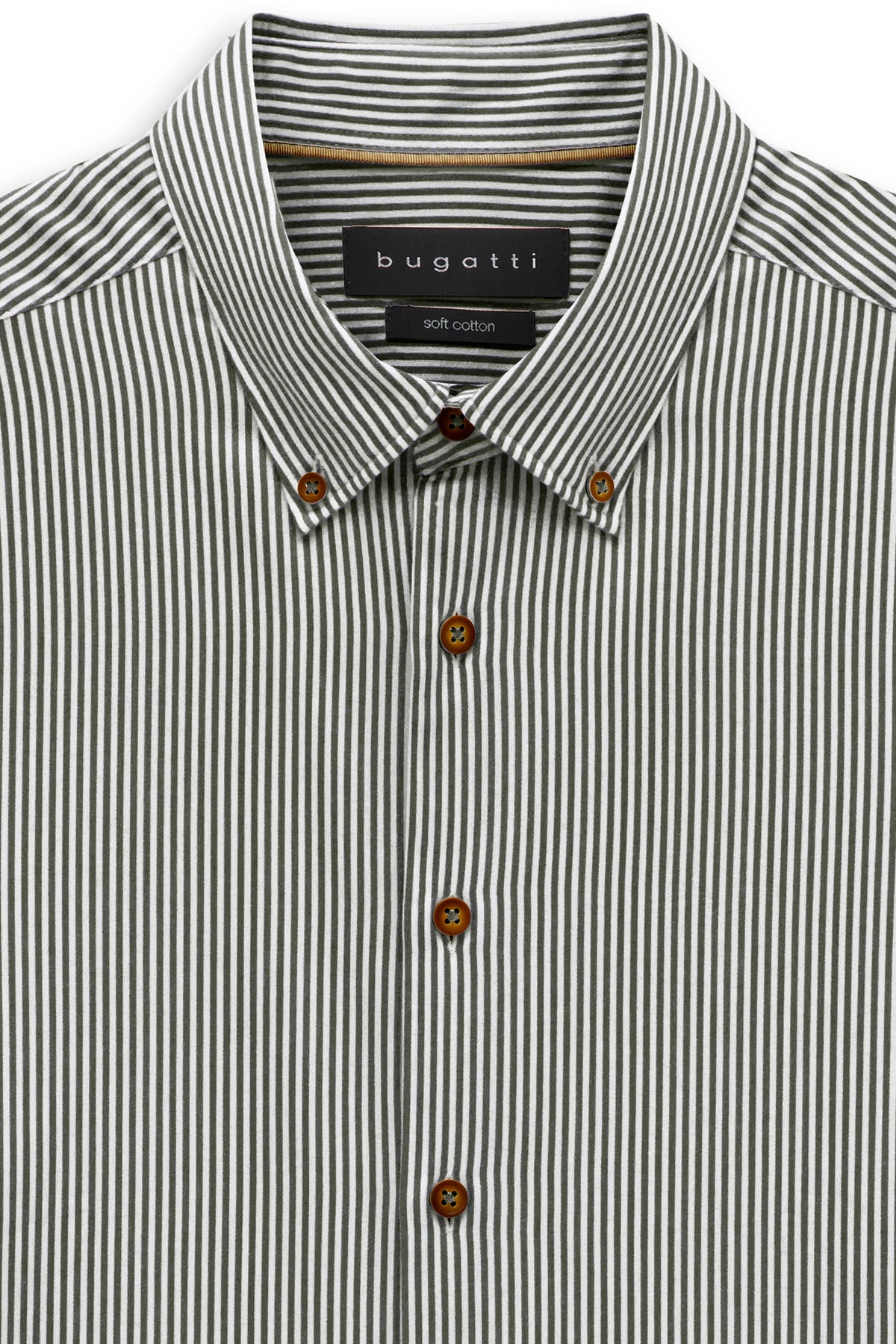 bugatti Hemd in Grau-Weiß mit Streifen, Büstenbild, elegantes Design.
