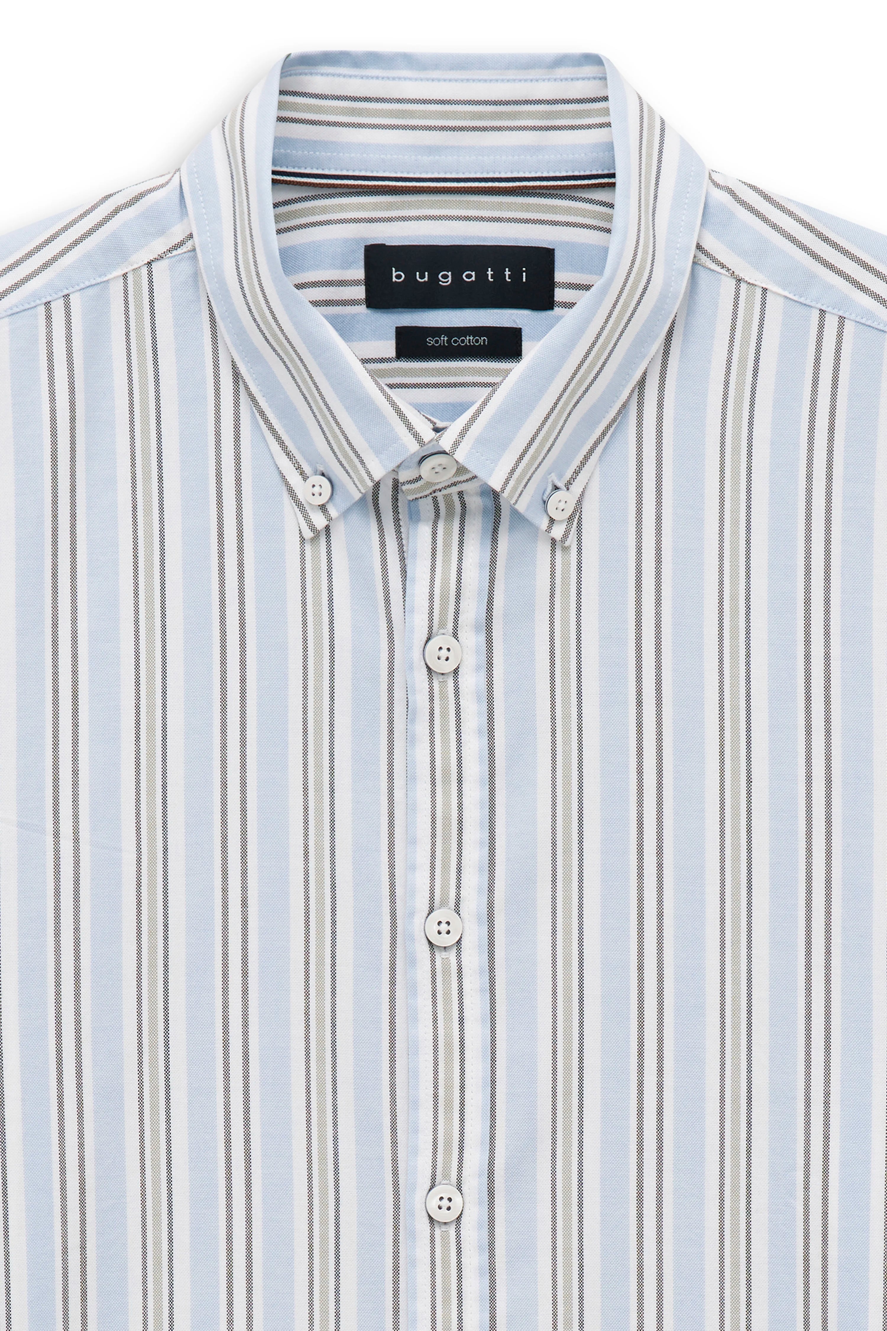 Bugatti Hemd in Blau mit Streifen, Rückansicht, legeres Design.