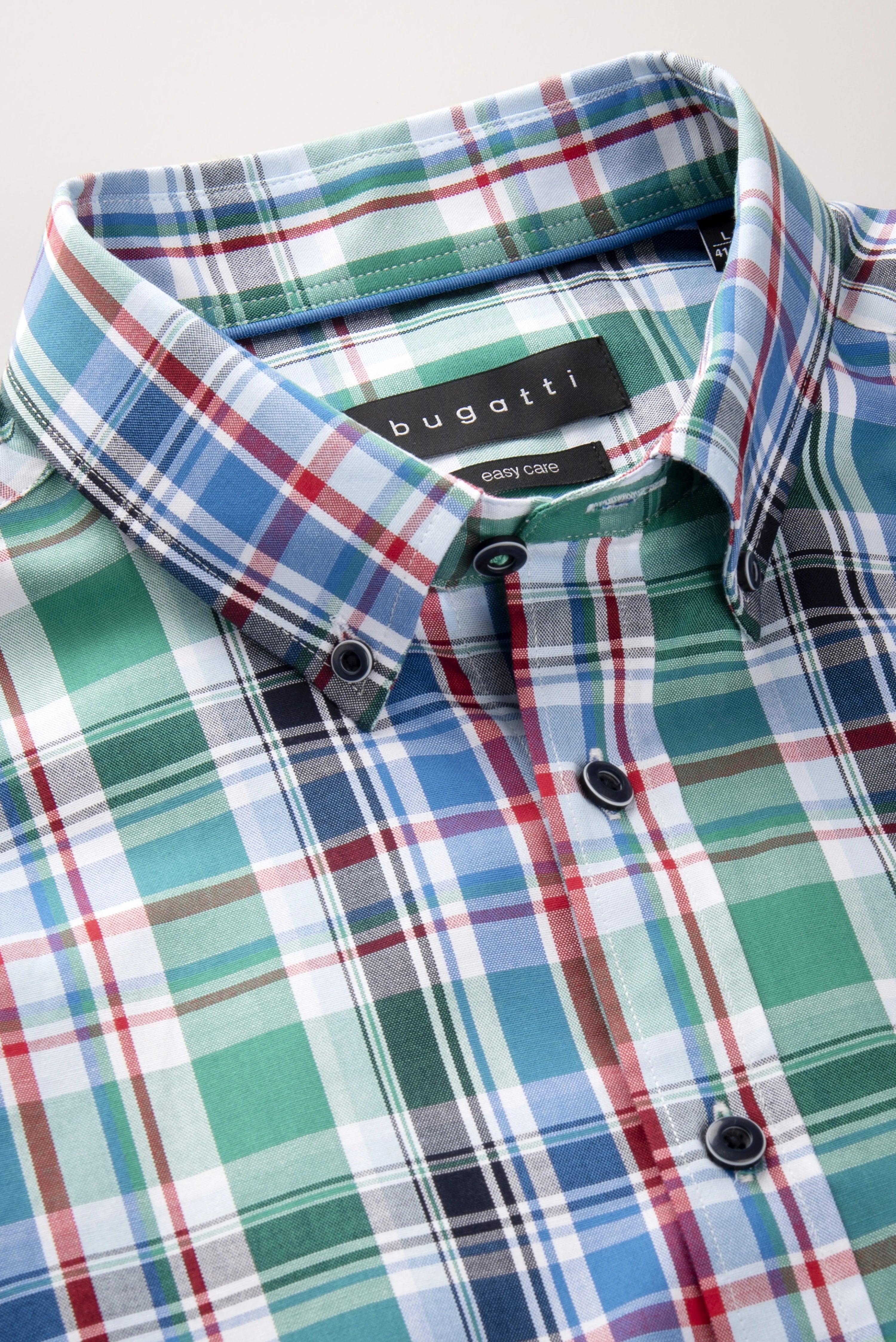 bugatti geruit overhemd in blauw, groen, rood
