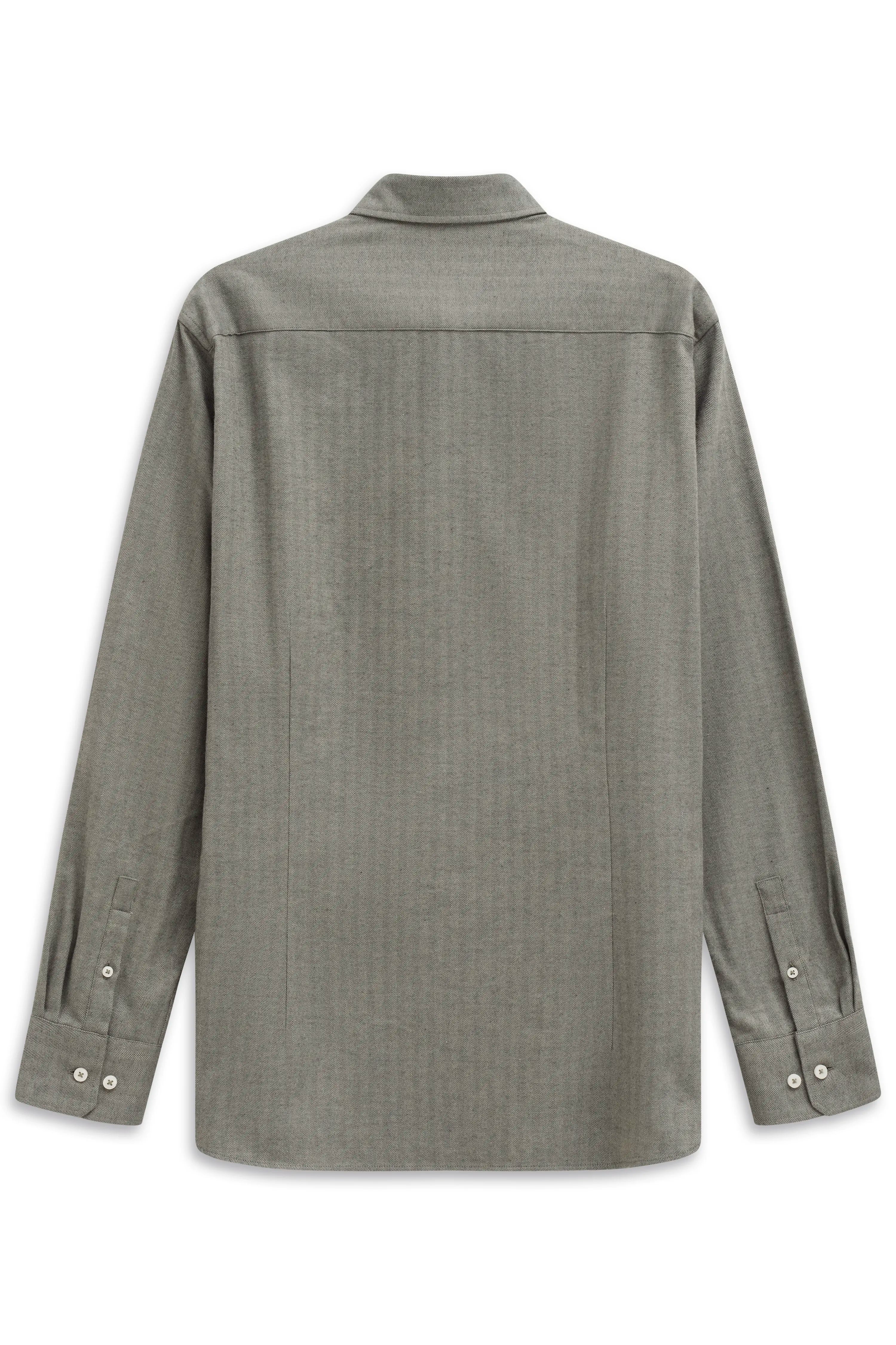 bugatti grey shirt, back view, casual design, long sleeves, button cuffs.