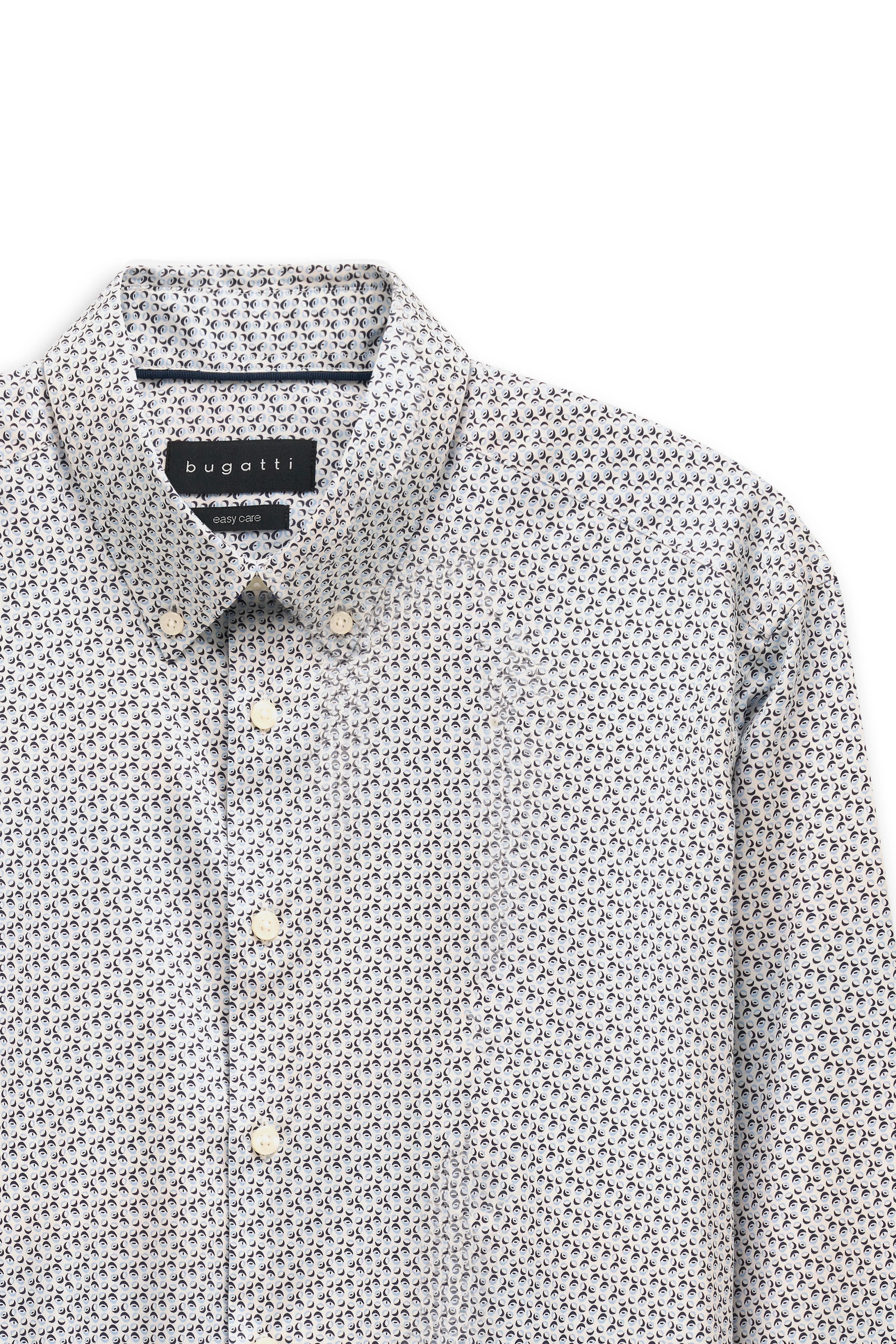 White bugatti shirt with fine pattern, bust view.