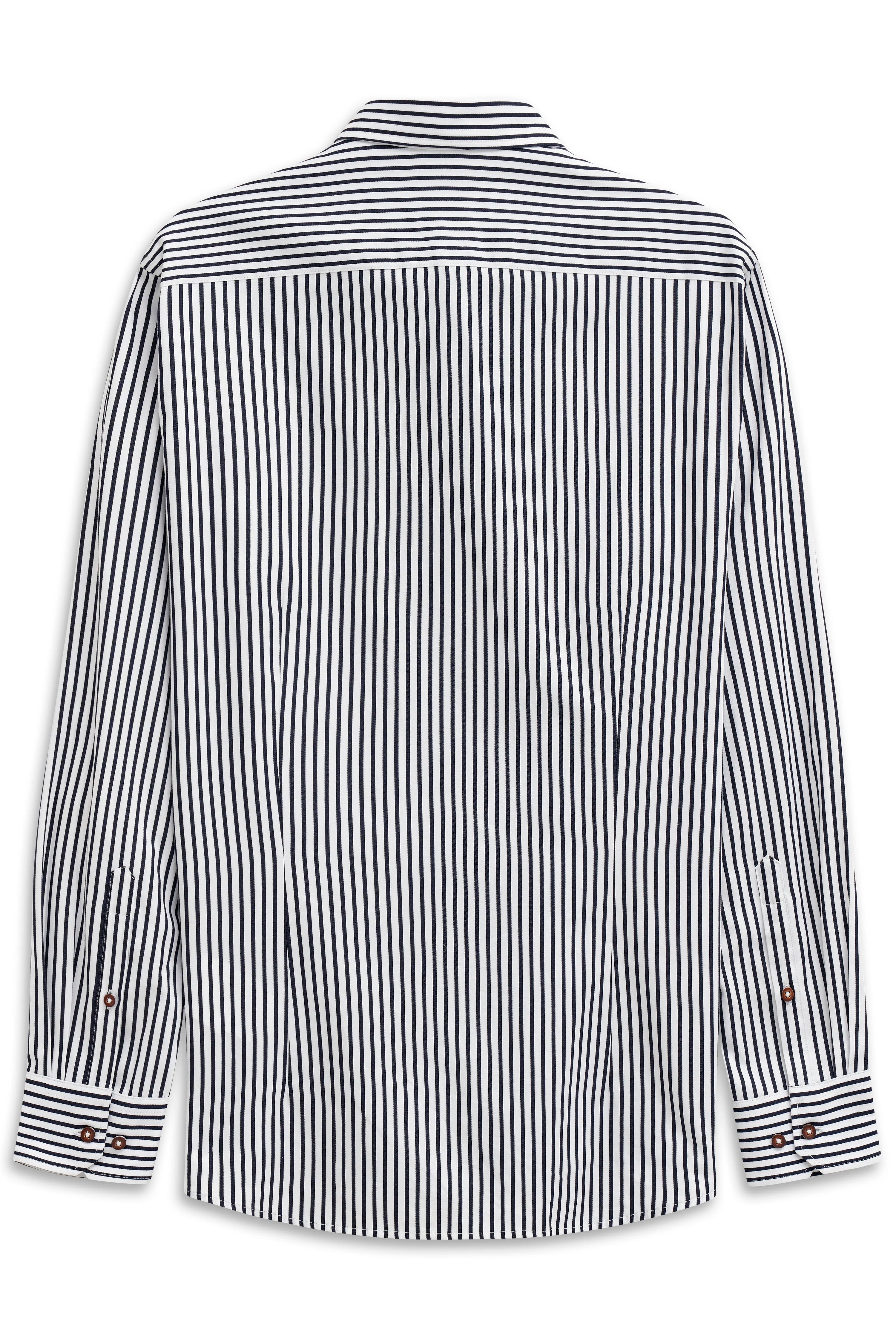 Back of shirt with black and white stripes