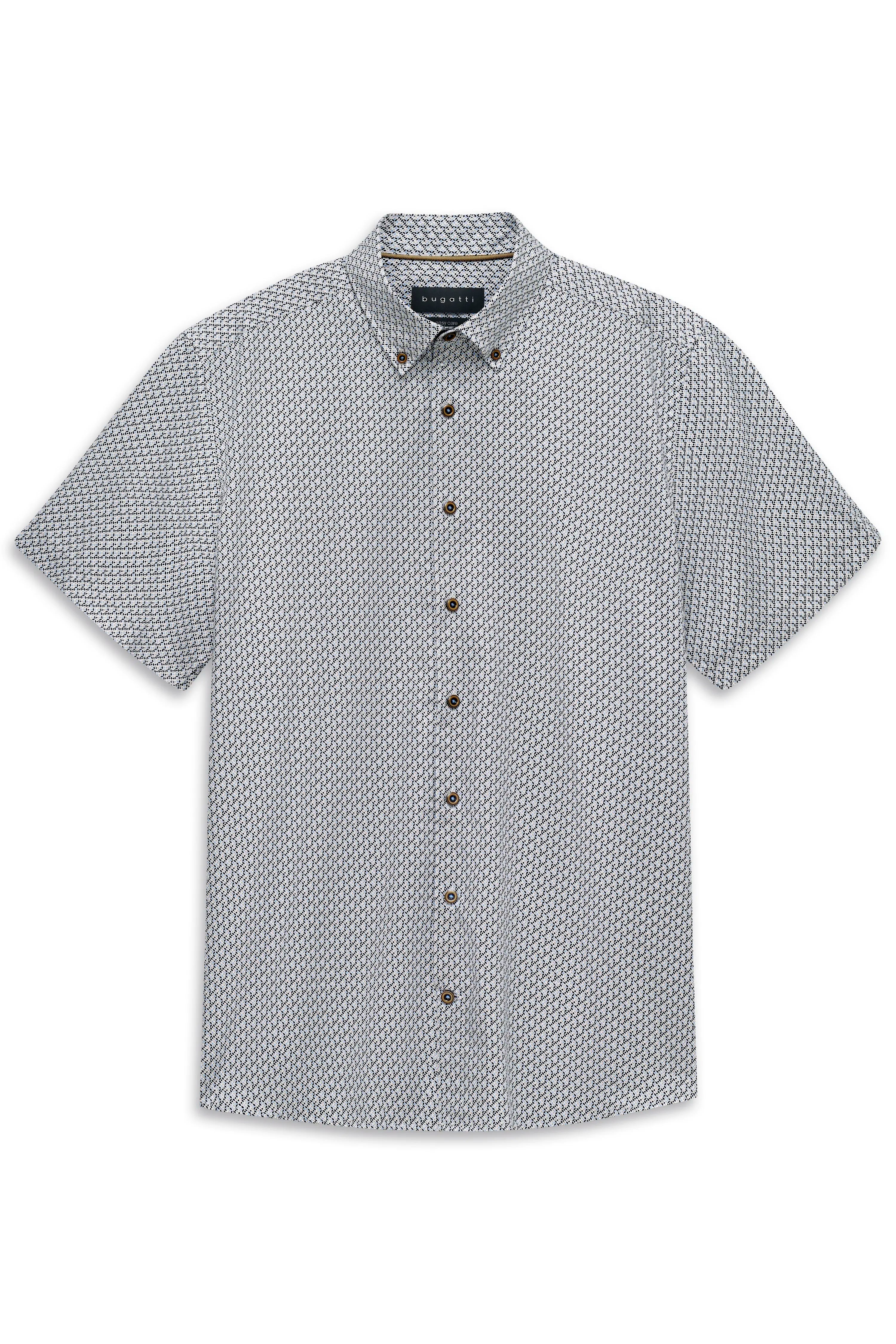 bugatti Hemd mit feinem Muster in Grau, Kurzarm, Büstenbild, zeitloser Stil für stilvolle Eleganz.