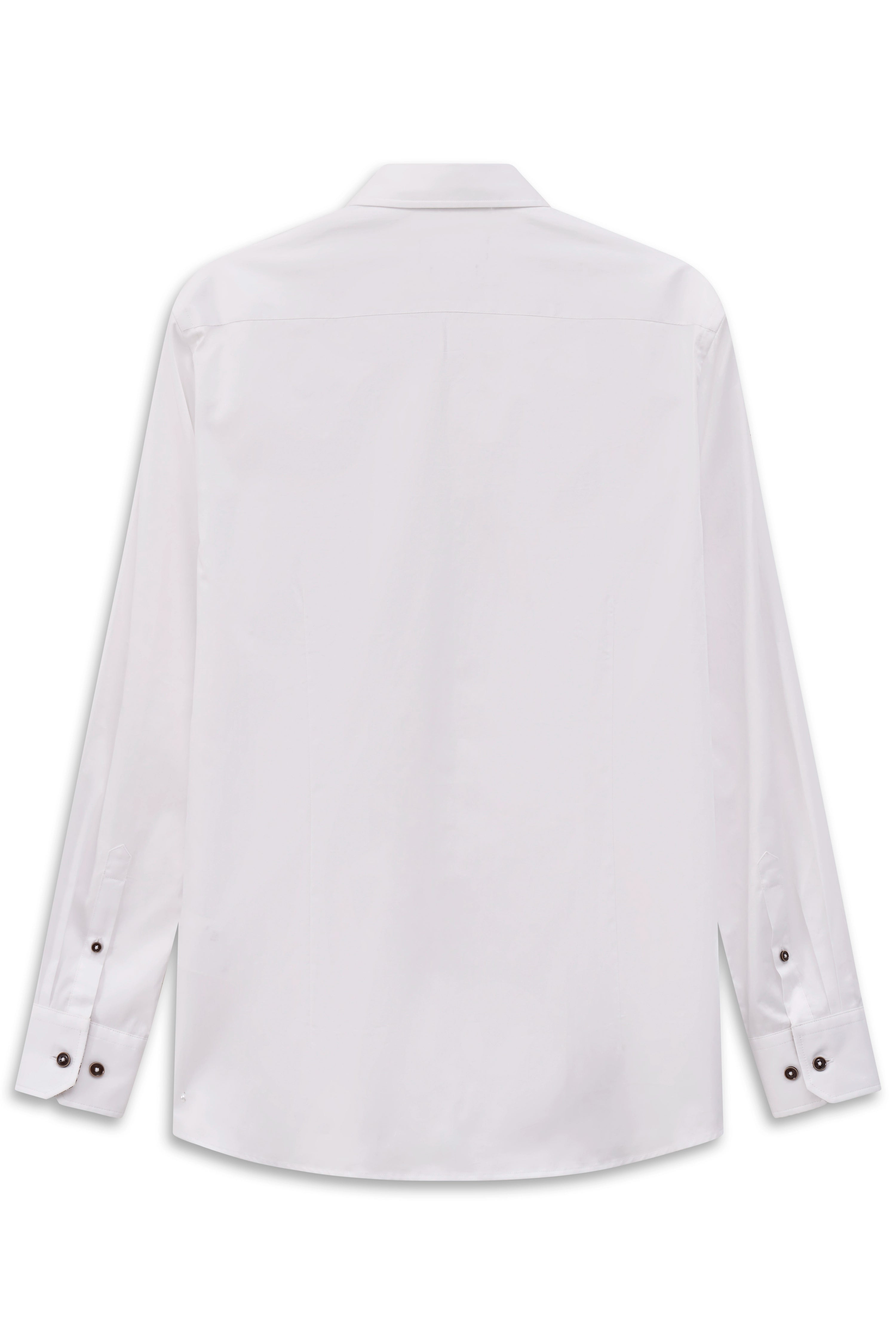 Weiße bugatti Hemdbluse, Rückansicht, eleganter Look, ideal für Business und Freizeit.