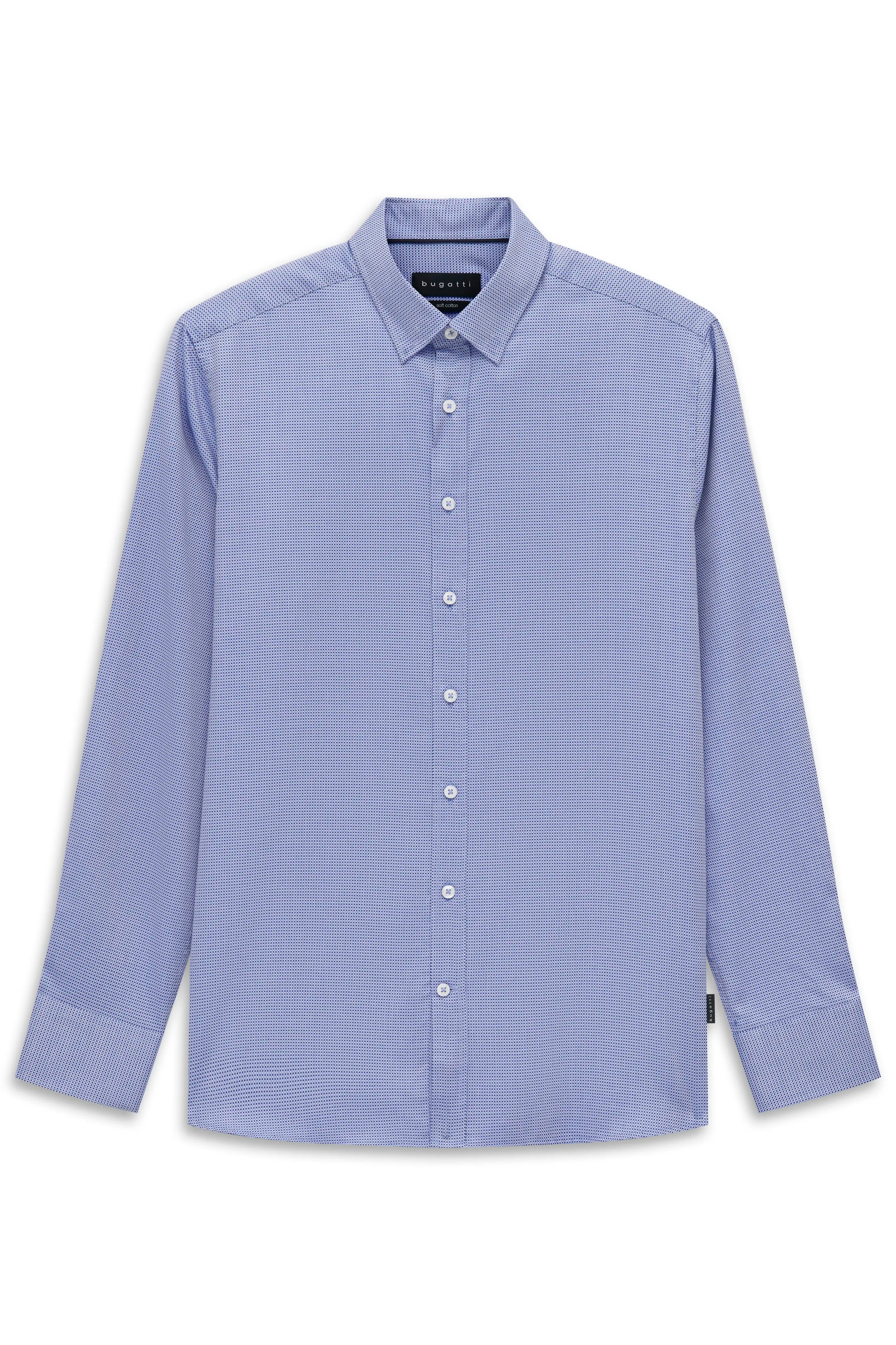 bugatti Herrenhemd, blau, feines Muster, Büstenbild, zeitlos elegant.