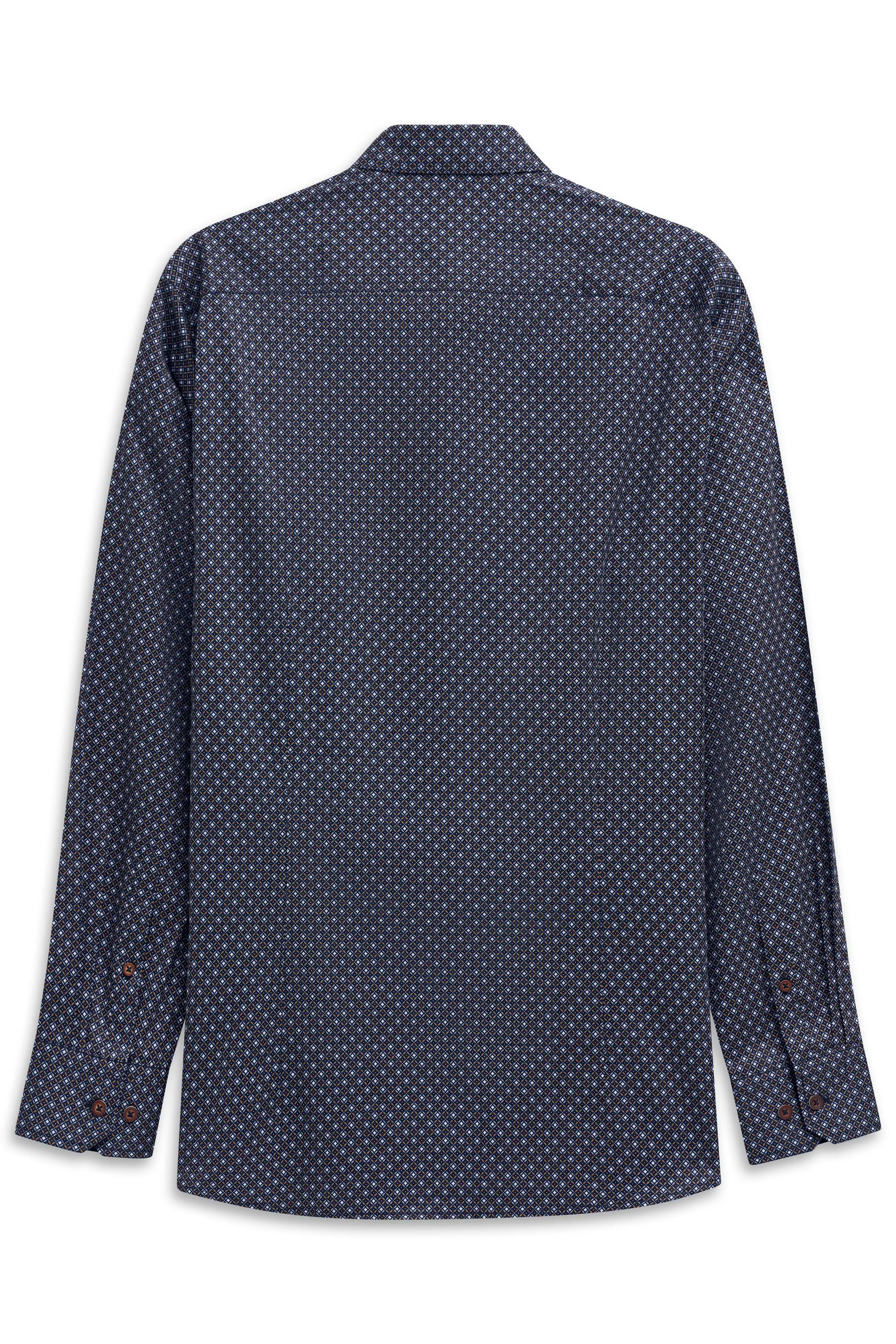 Blue bugatti shirt with fine pattern, casual style, high-quality craftsmanship.