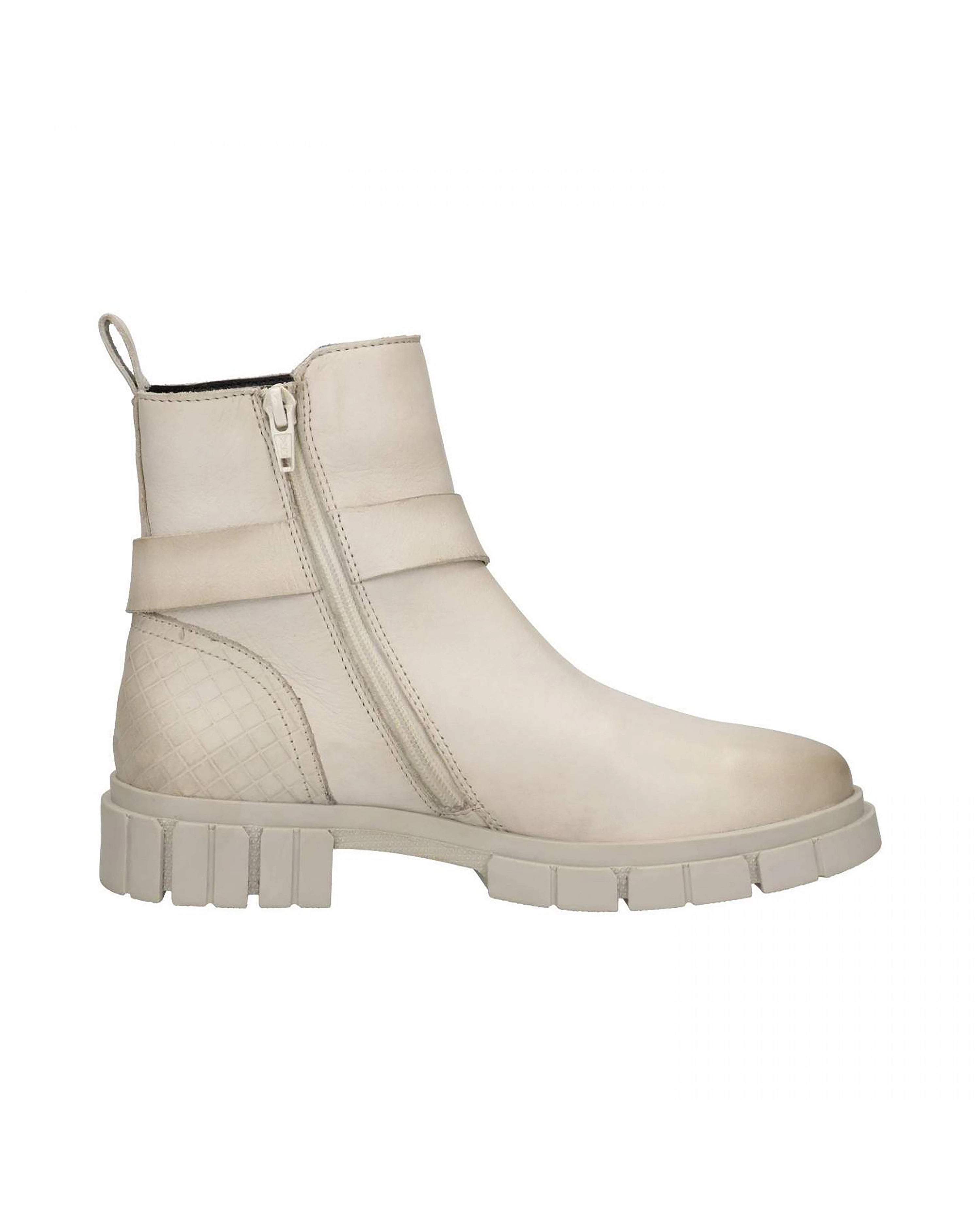 Beiger bugatti Stiefel mit seitlichem Reißverschluss und strukturiertem Fersenbereich, Legerbild.