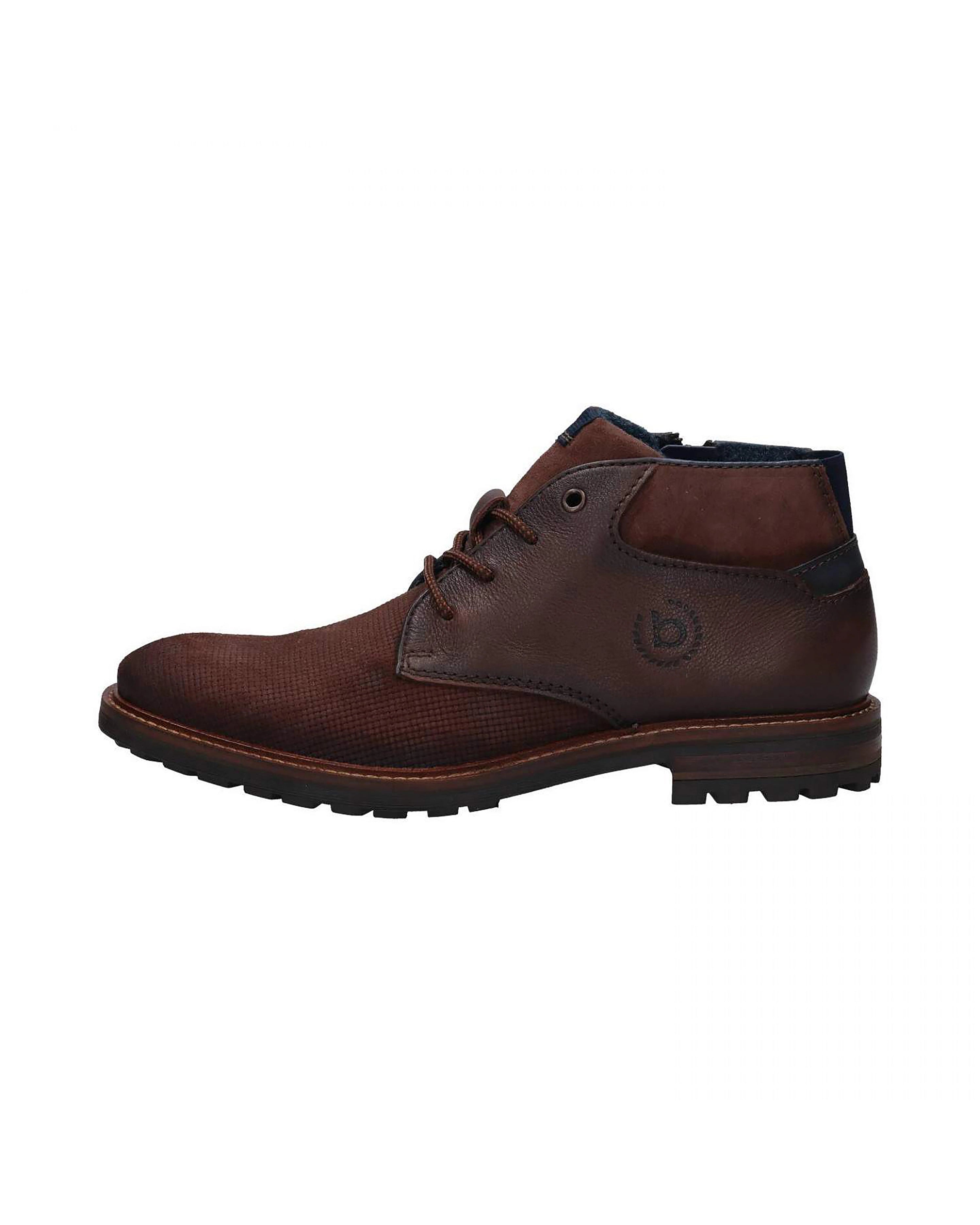 bugatti braune Lederstiefel, seitliche Ansicht, elegantes Design, ideal für stilvolle Freizeitoutfits.