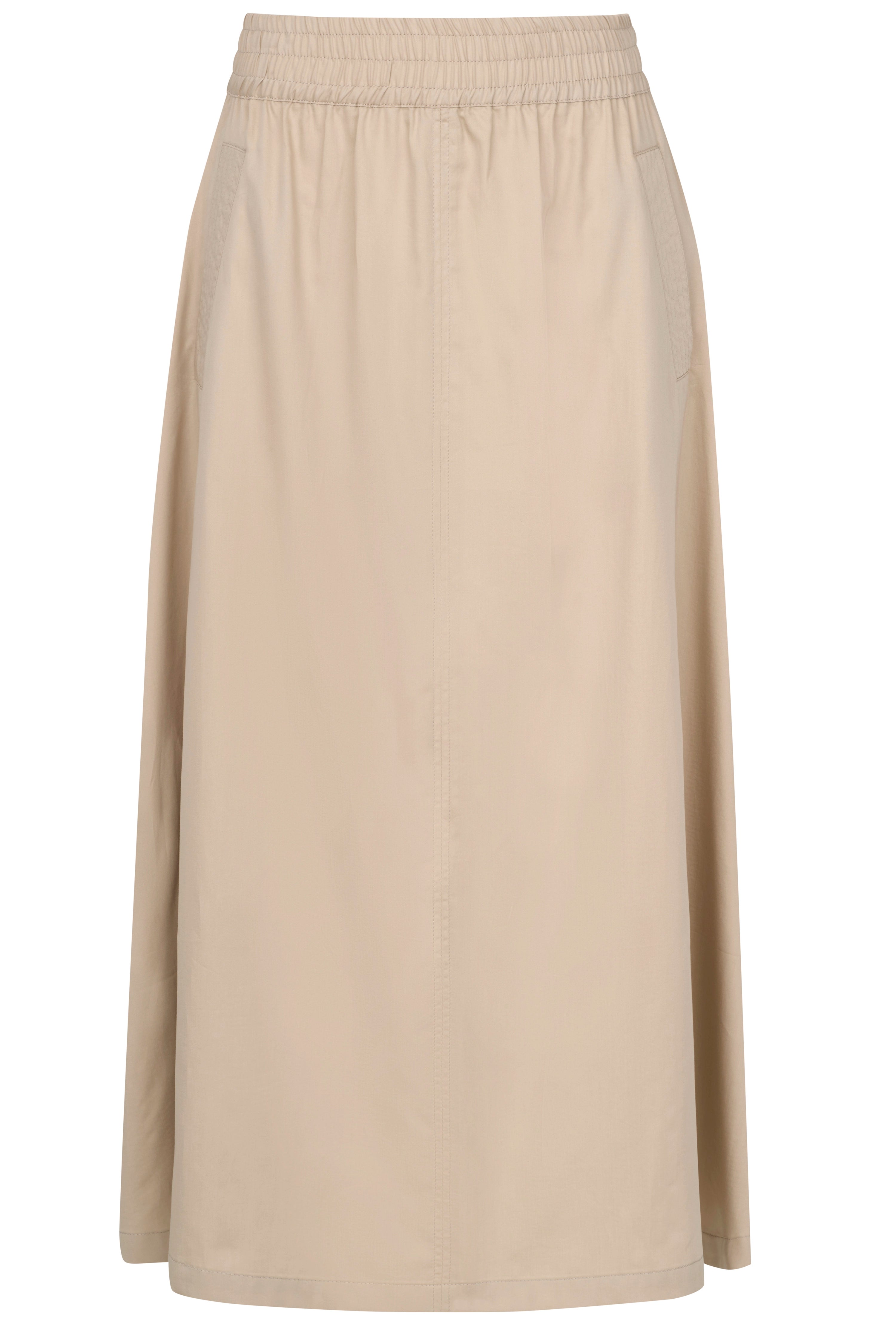 Beige bugatti skirt, casual bust view, elastic waistband, timeless design.