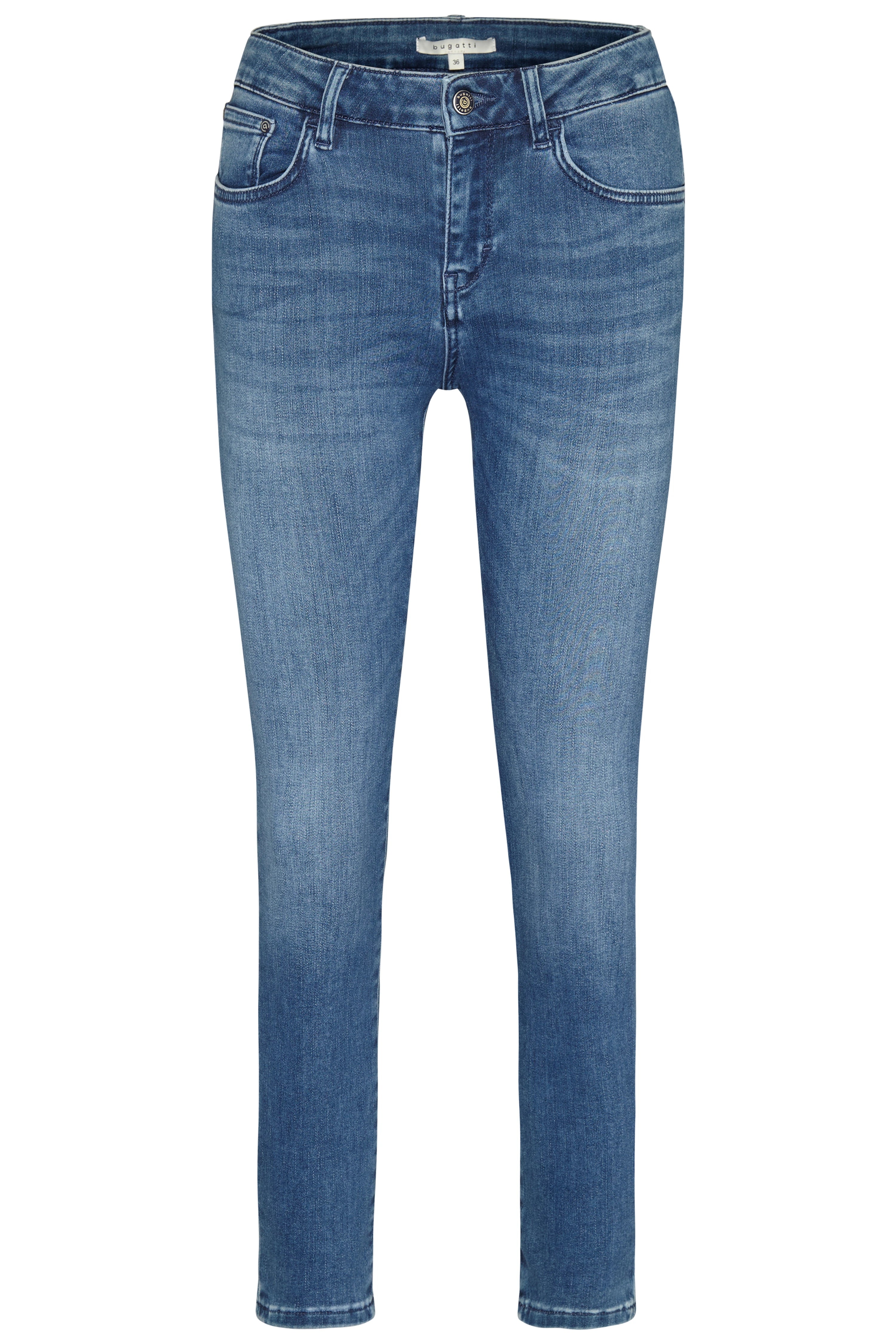 Jeans in Blau von bugatti, legeres Büstenbild, schlichte Waschung.