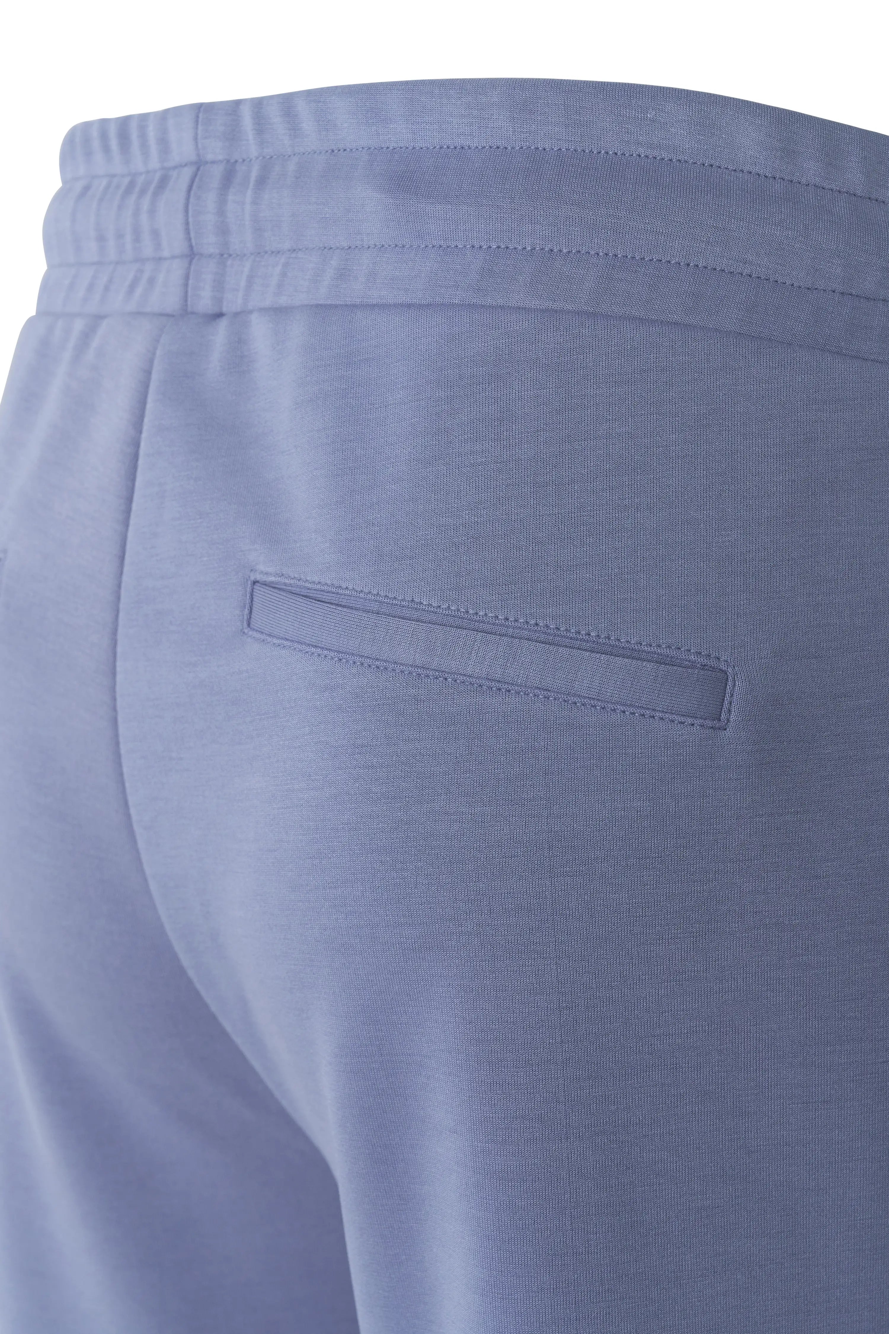 Blue bugatti joggers, detail view, elastic waistband, casual design.