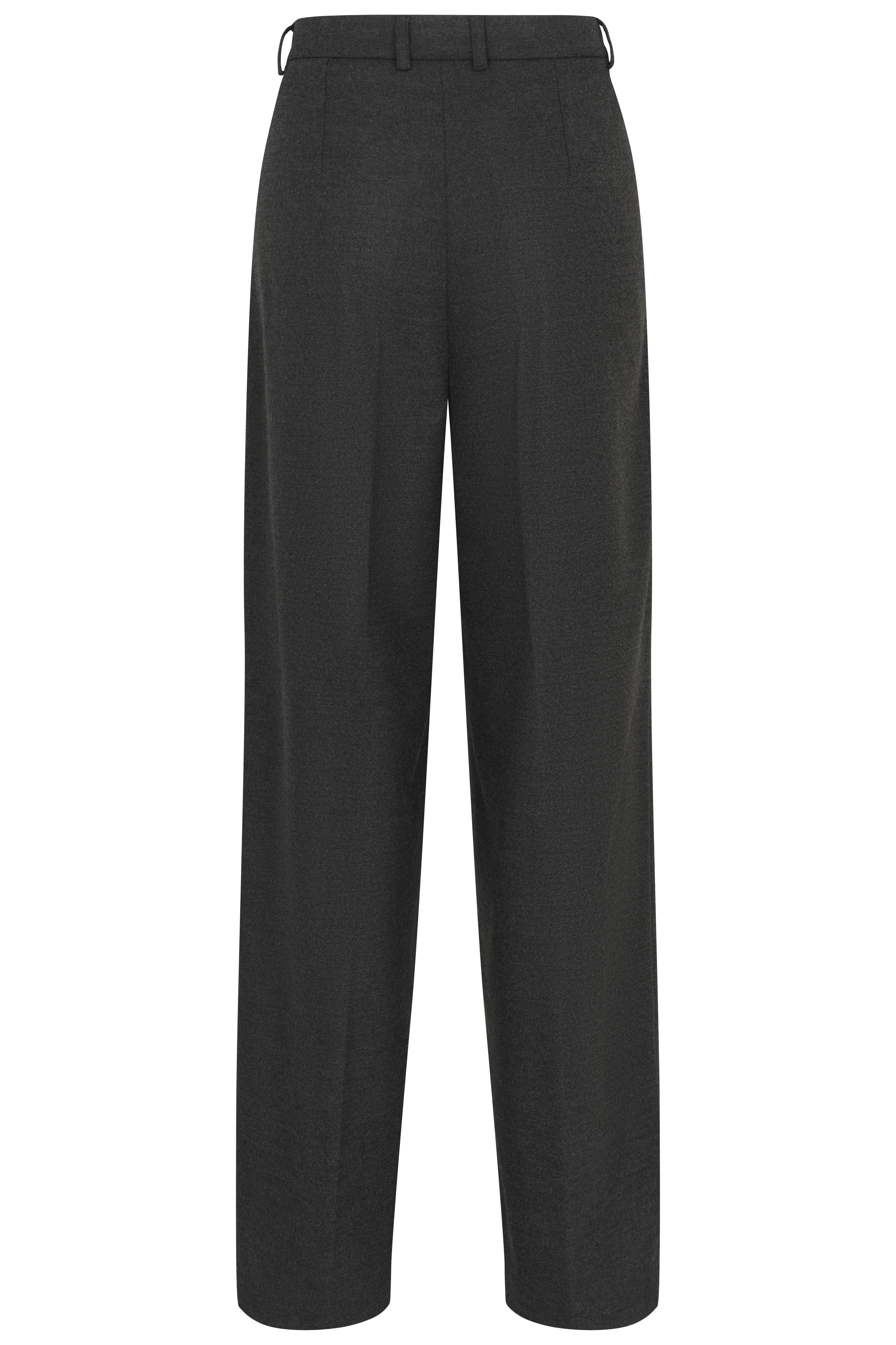 Grey wide-leg trousers by bugatti, bust shot, timeless design.