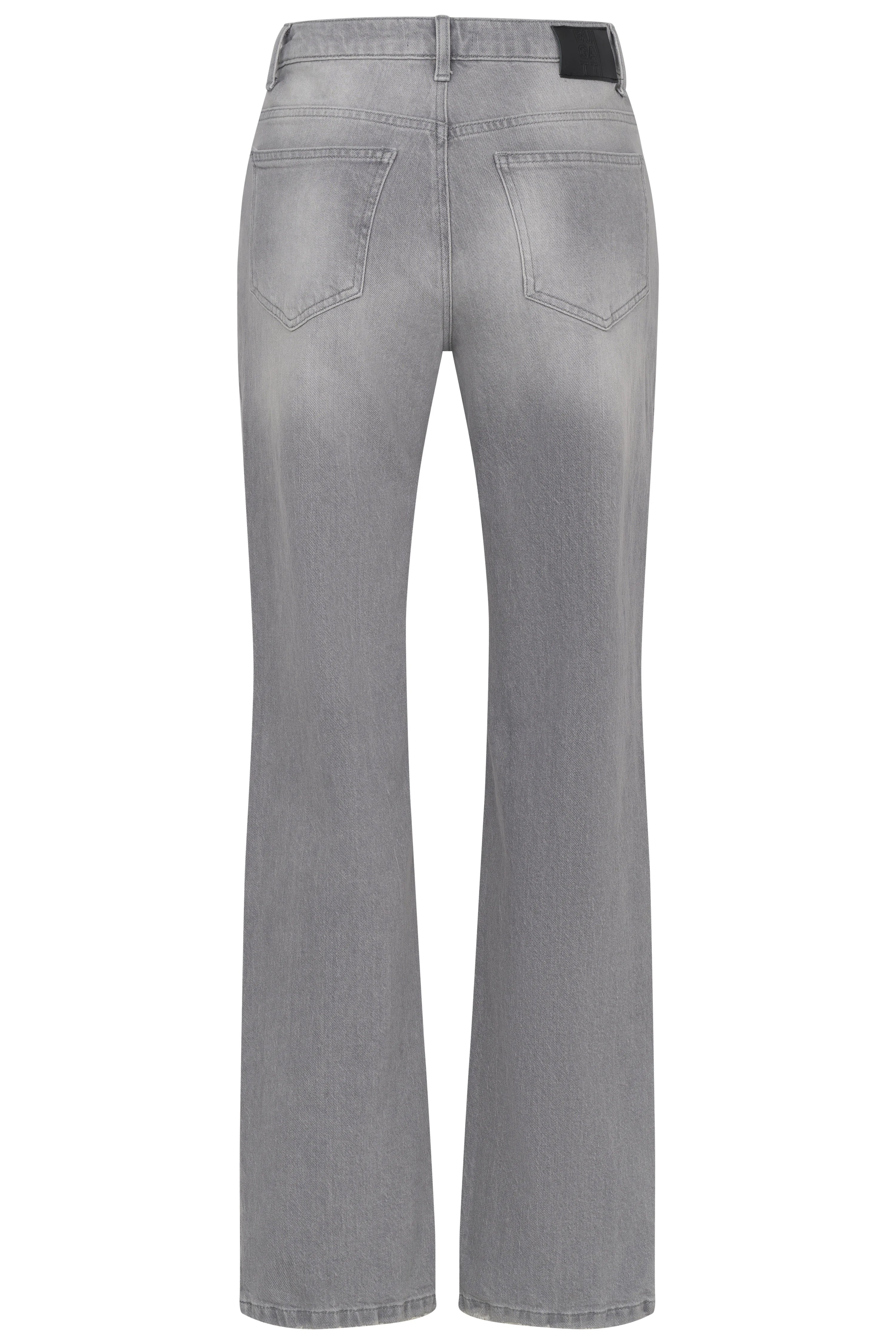 Grey bugatti jeans from the back, simple design, bust shot.