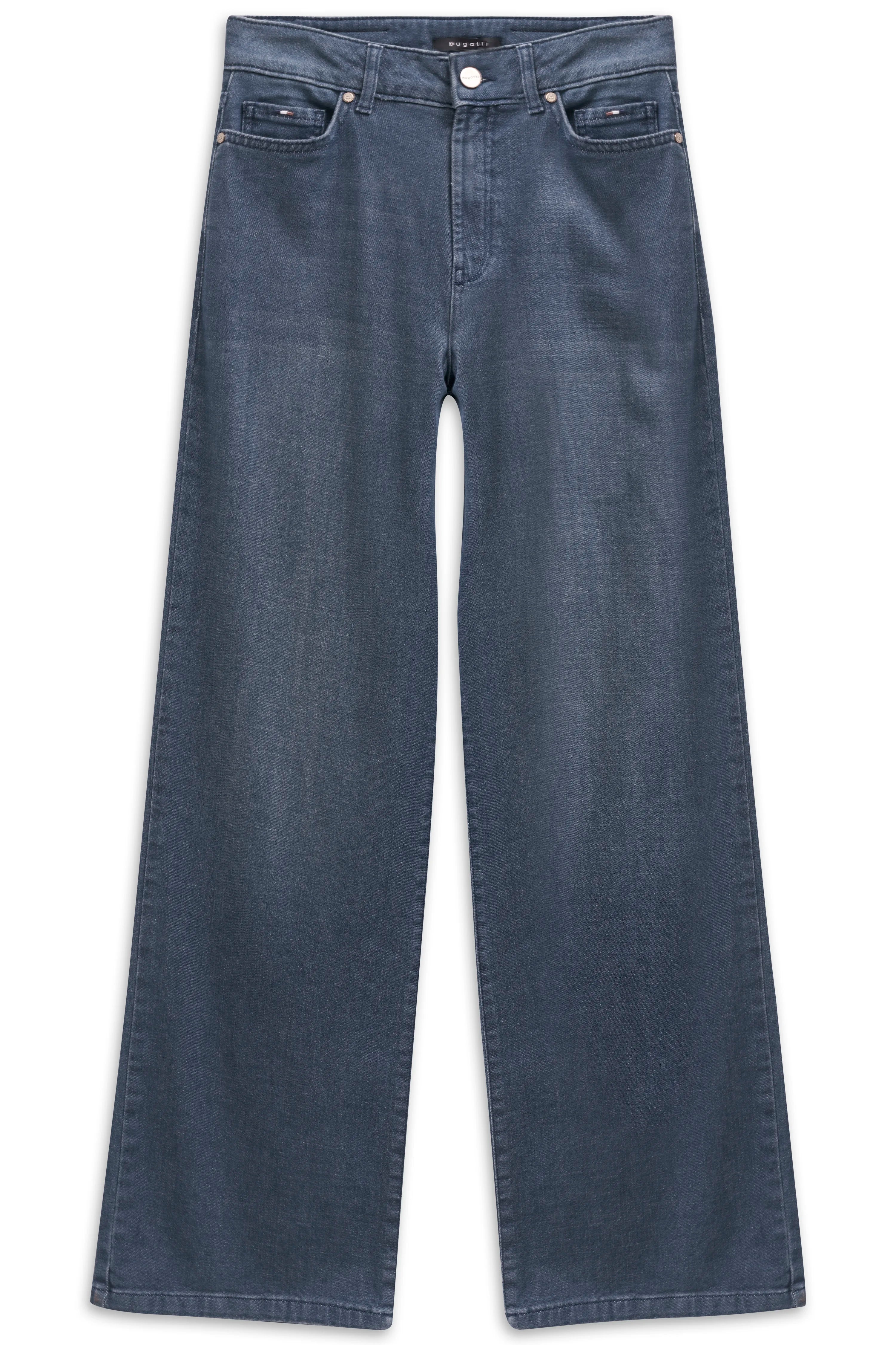 Weit geschnittene bugatti Jeans in Dunkelblau, Büstenbild, zeitloses Design mit minimalem Detail.