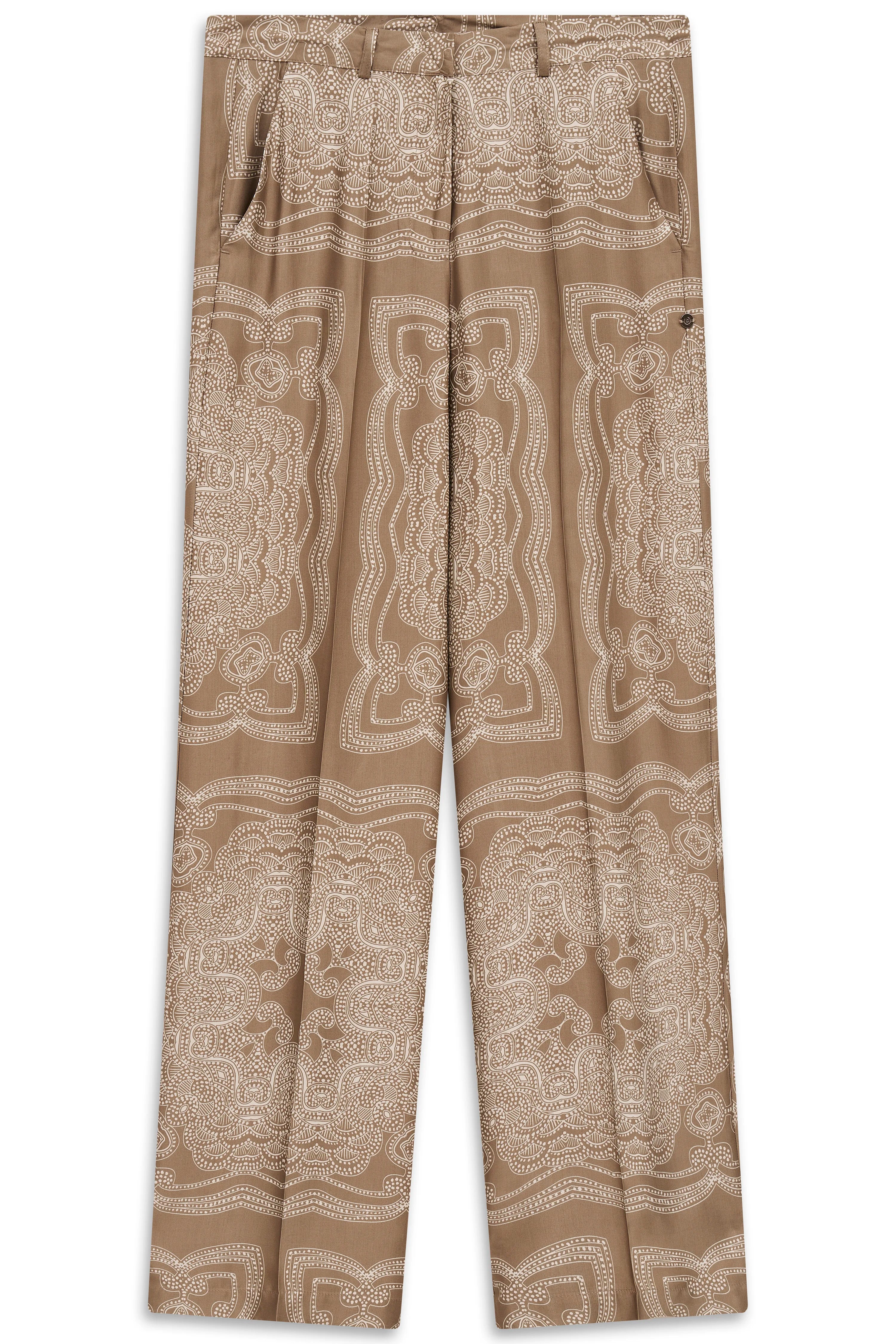 Braune gemusterte Hose von bugatti im Büstenbild, elegantes Design für stilvolle Outfits.