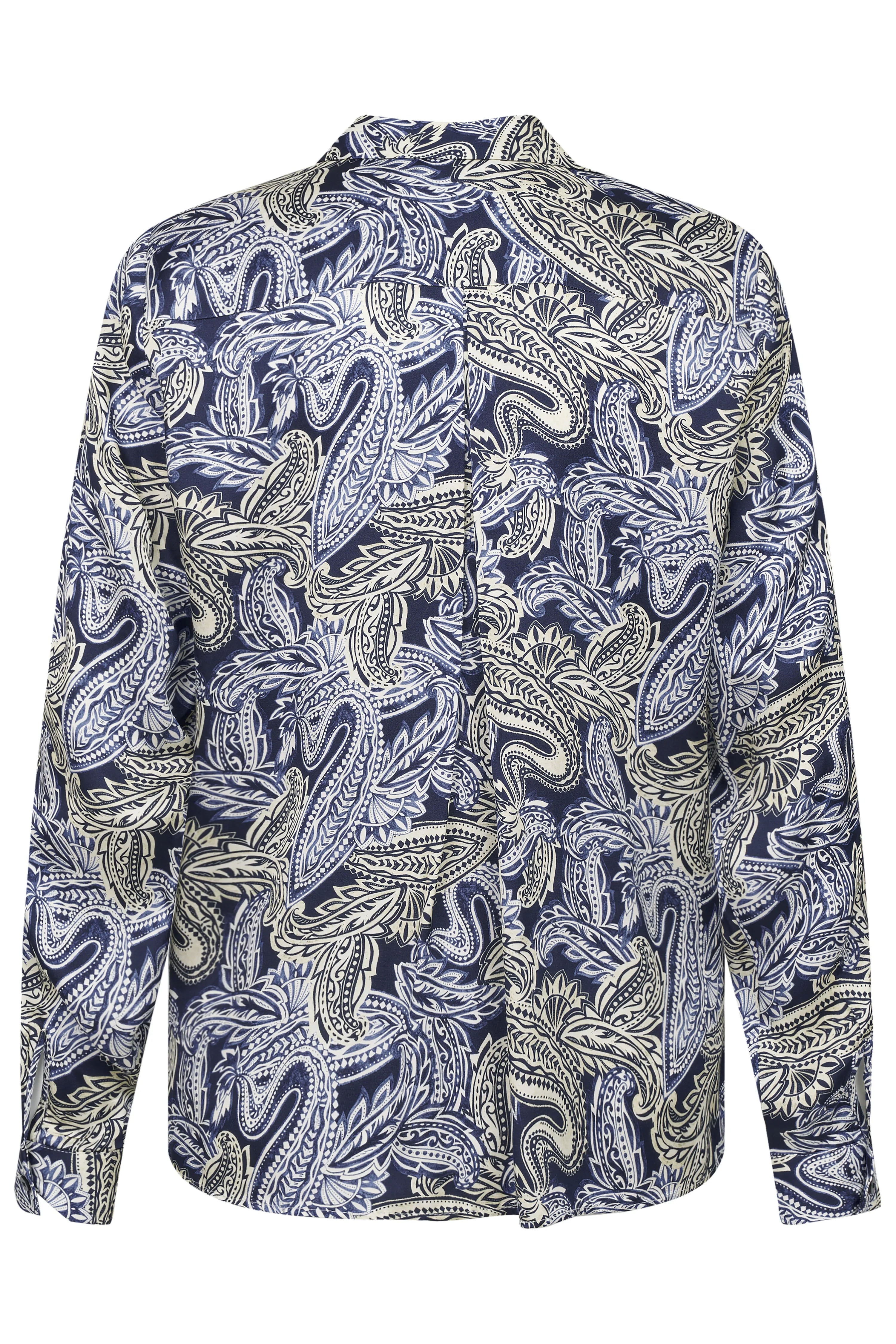 Blau-weißes Paisley-Hemd von bugatti, Büstenbild, stilvoll und elegant designt.